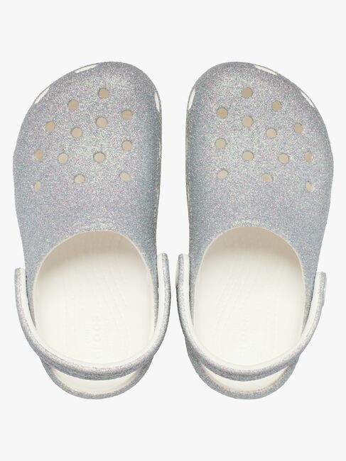 Crocs Classic Iridescent Glitter Kids Sandalen, Weiß