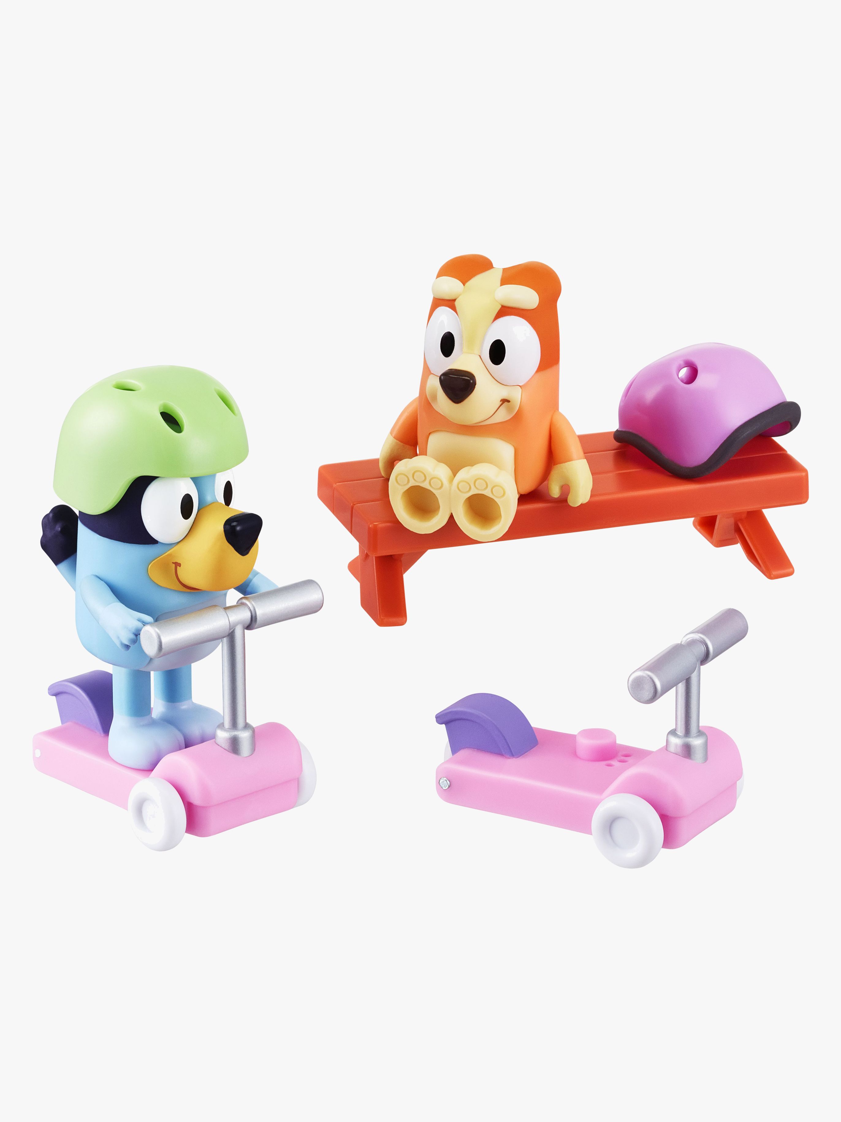 Figurenset Bluey & Bingo mit Tretroller
