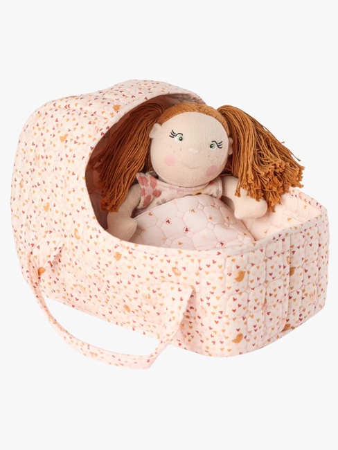 Smallstuff Puppenkorb mit Kissen und Decke Herzen