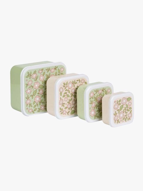 A Little Lovely Company Lunchbox-Set, Blüten/Salbei