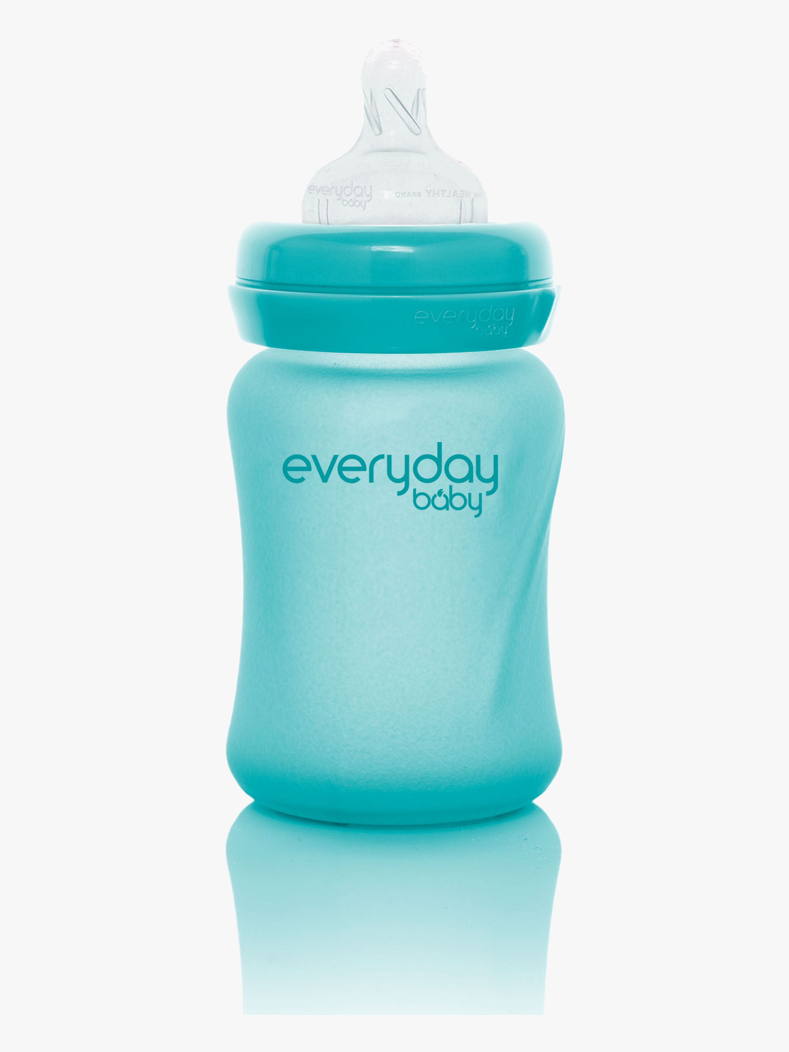Everyday Baby Babyflasche Glas 150 ml mit Wärmeindikator, Türkis