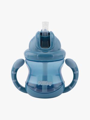 Nuby Twin Handle Flip It Becher 240 ml +12 m, Blau