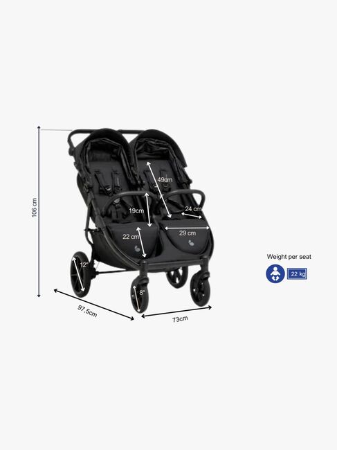 Beemoo BFF60 2 Geschwisterwagen, Night Black