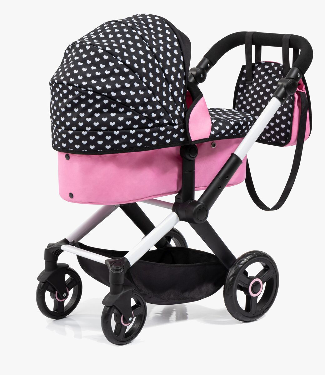 Bayer Design 21533AC Opvouwbare poppenbuggy, poppenwagen, dubbele wielen, tas, aankleedkussen, wieg, accessoires