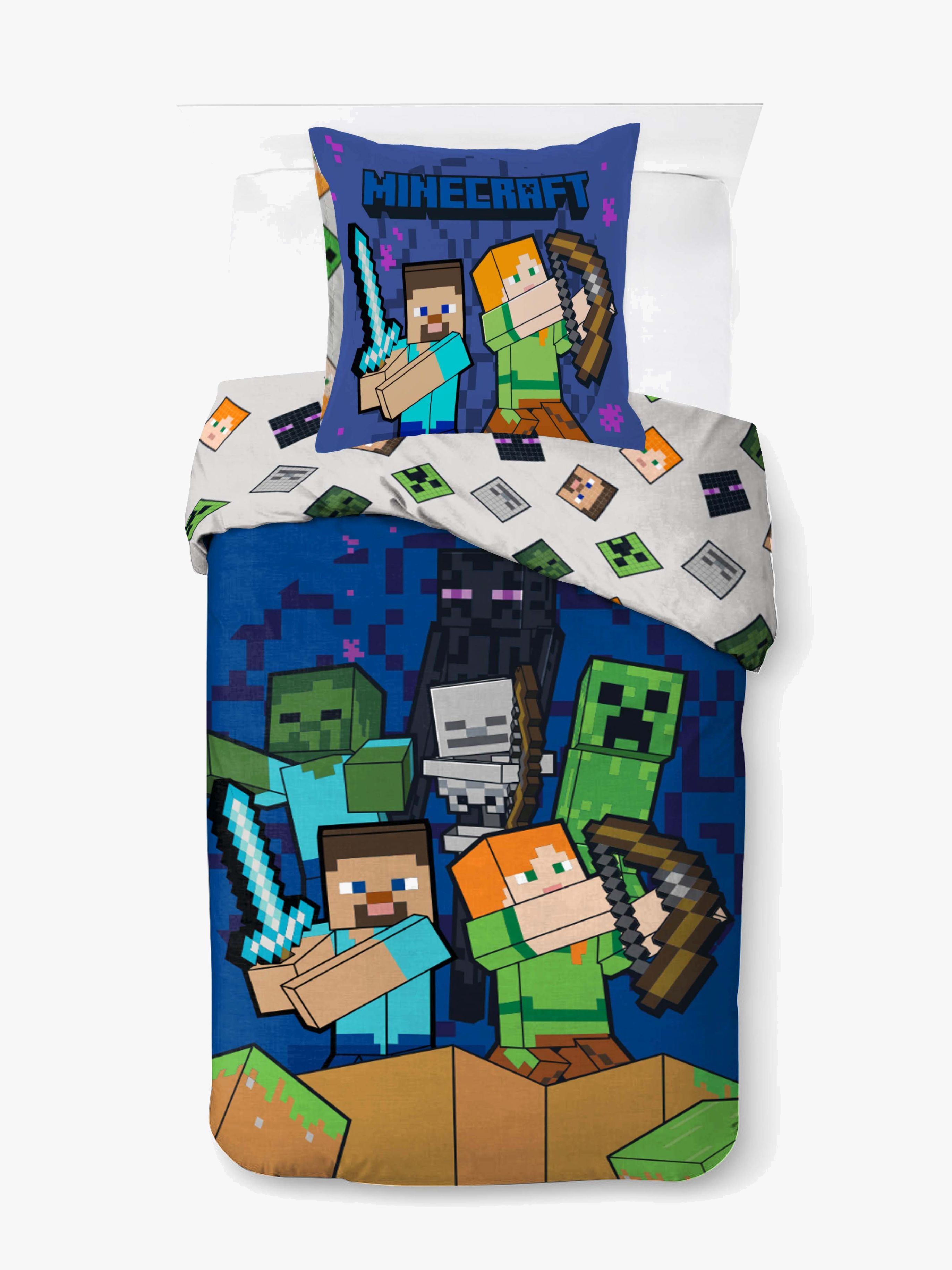BrandMac Bettwäsche Minecraft Echoes Of Hardcare 140 x 200 cm, Dunkelblau