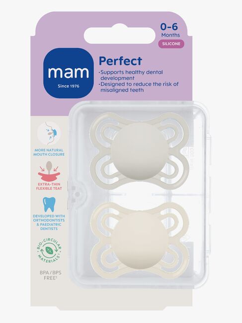 MAM Perfect Schnuller Silikon 2er-Pack 0-6m, Neutral
