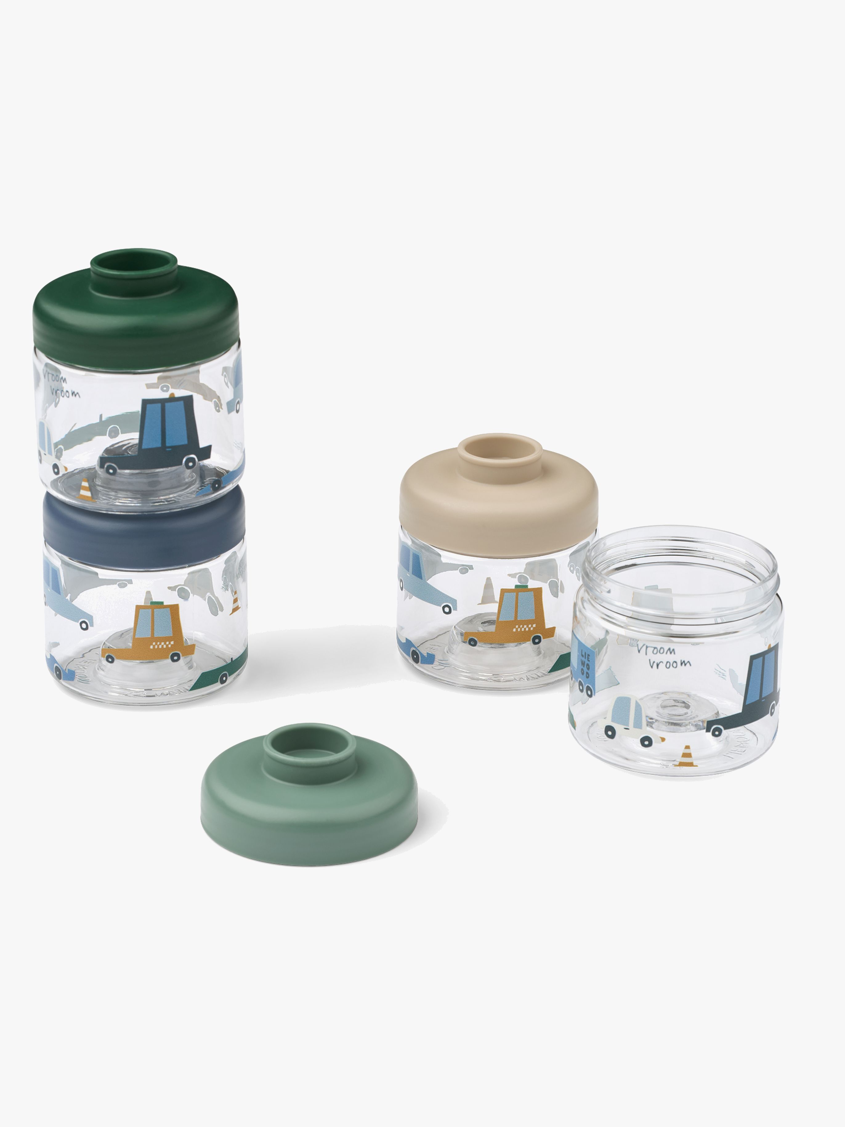 LIEWOOD Dominique Tritan Snackboxen 100 ml 4er-Pack, Cars/Sandy