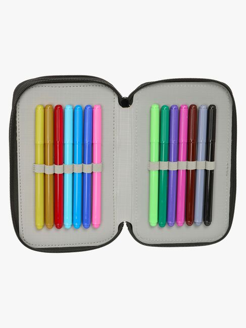 One Piece Gefülltes Dreifach-Federmäppchen 37 Teile, Schwarz