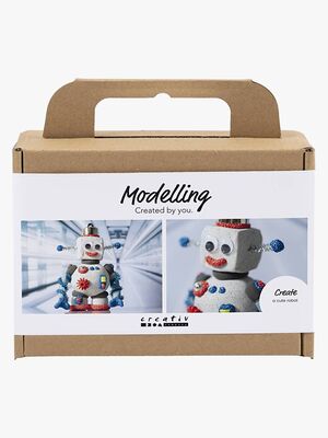 Creativ Company Bastelset Mini Modelliermasse Roboter, Blau/Grau/Rot