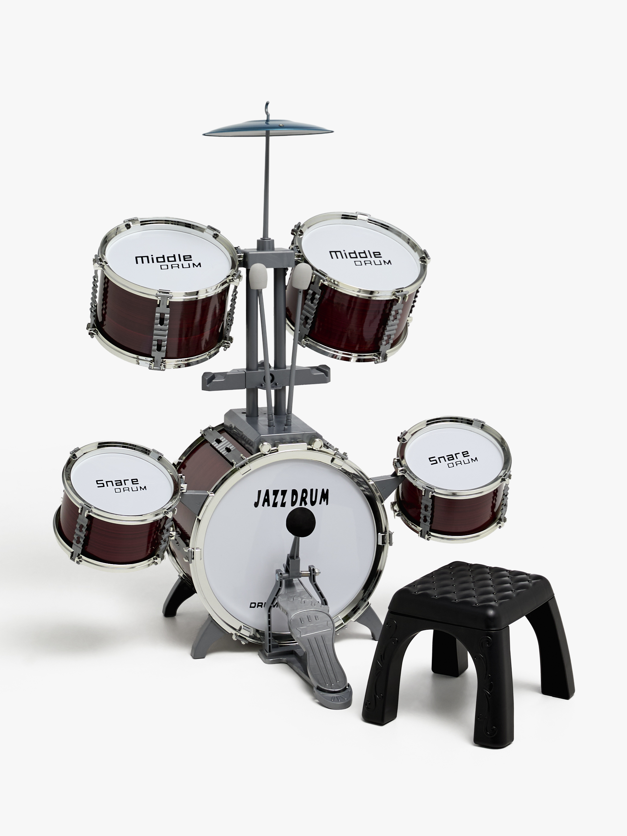 Cloudberry Castle Jazzdrum Trommelset für Kinder mit Hocker, Weinrot