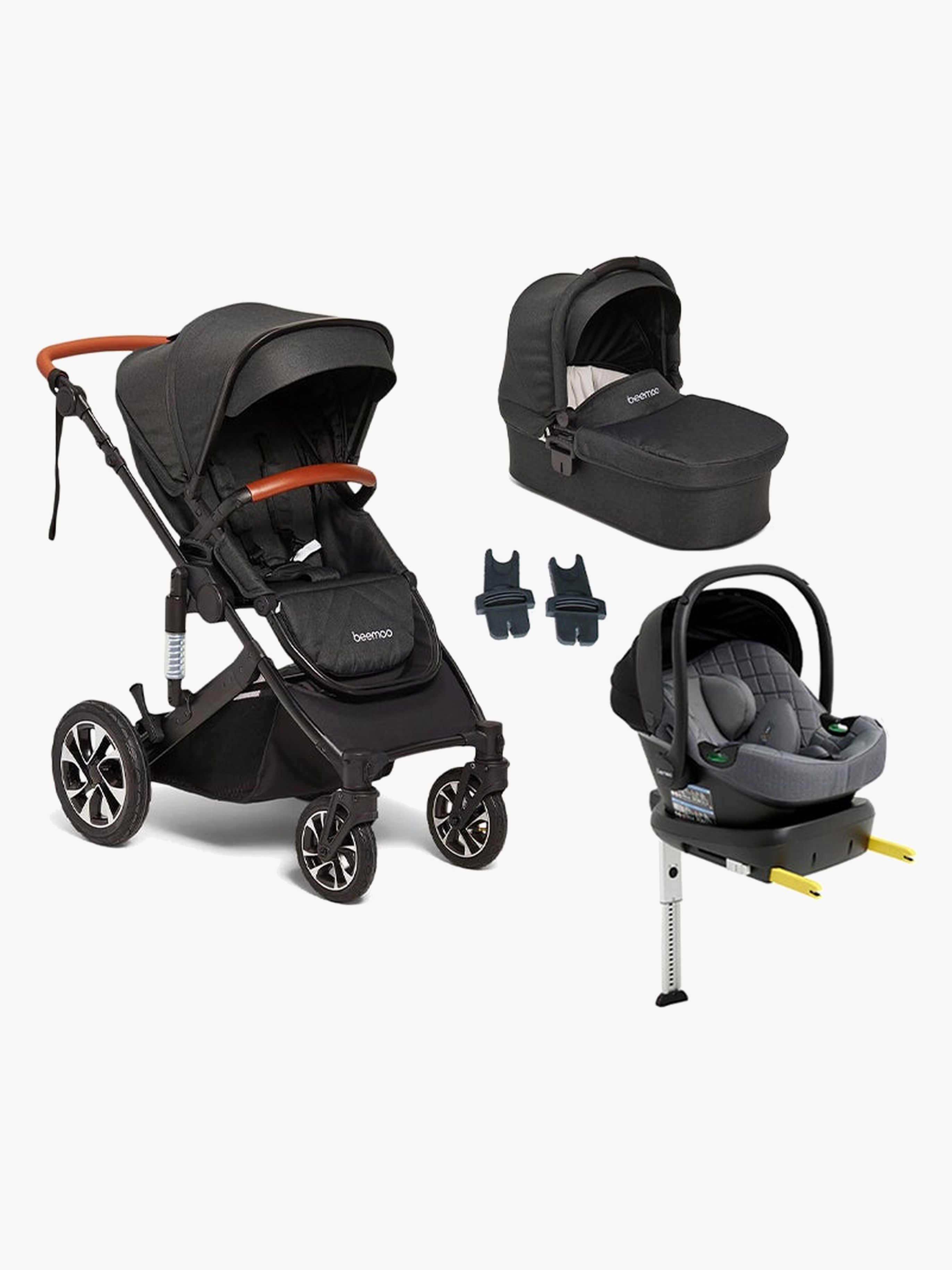 Beemoo Maxi 4 Kombiwagen inkl. Beemoo Route Babyschale &  Basis, Black/Mineral Grey
