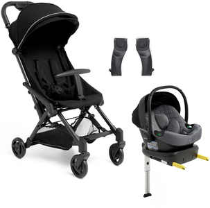 Beemoo Easy Fly 4 Buggy inkl. Route i-Size Babyschale & Basis, Jet Black/Mineral Grey