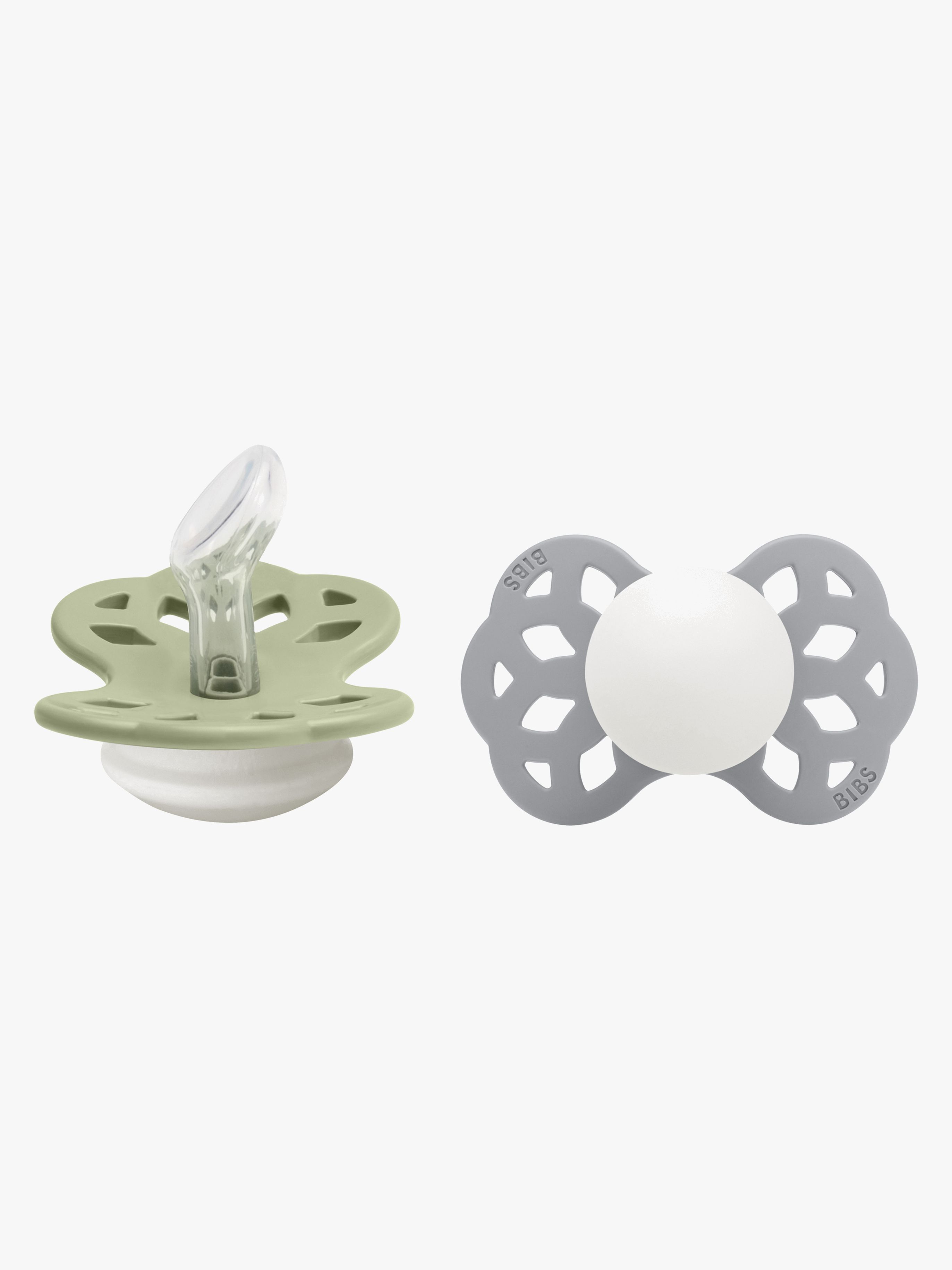 BIBS Infinity Schnuller 2er-Pack Silikon Größe 1 Anatomisch, Sage GLOW/Cloud GLOW