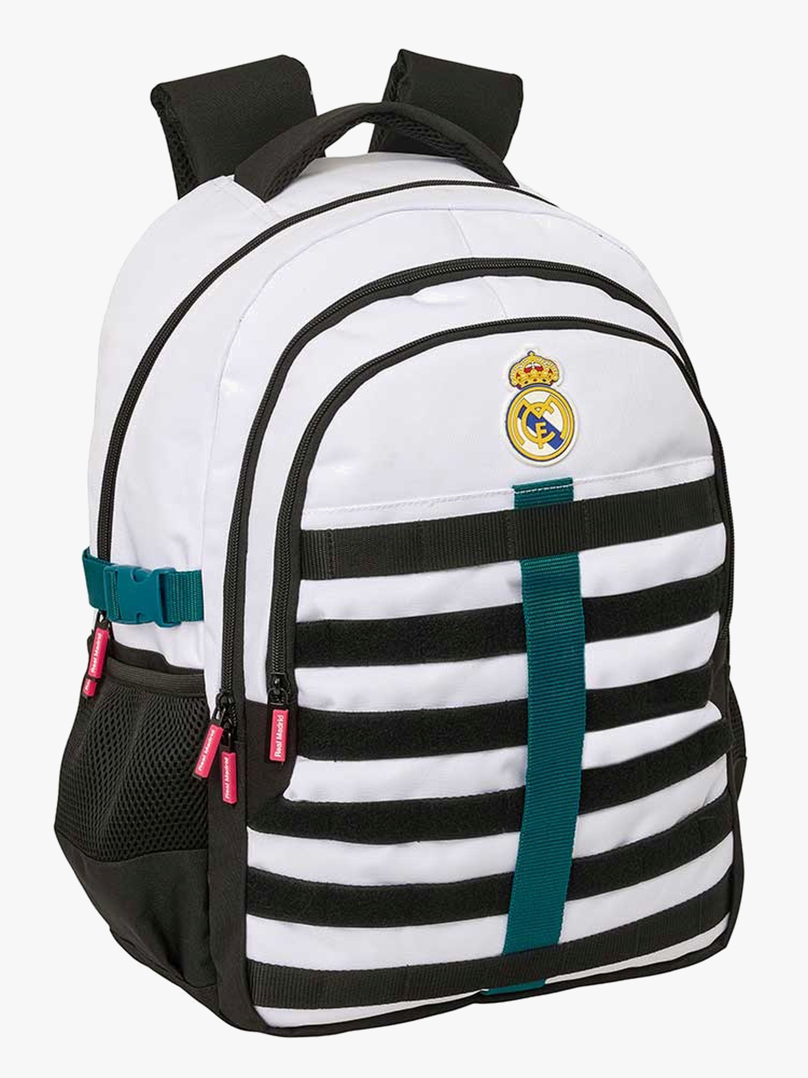 Real Madrid 2-Fächer Cross Kinder Rucksack 23L, Weiß/Grün