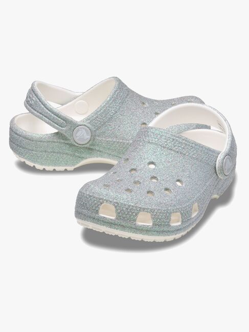 Crocs Classic Iridescent Glitter Kids Sandalen, Weiß