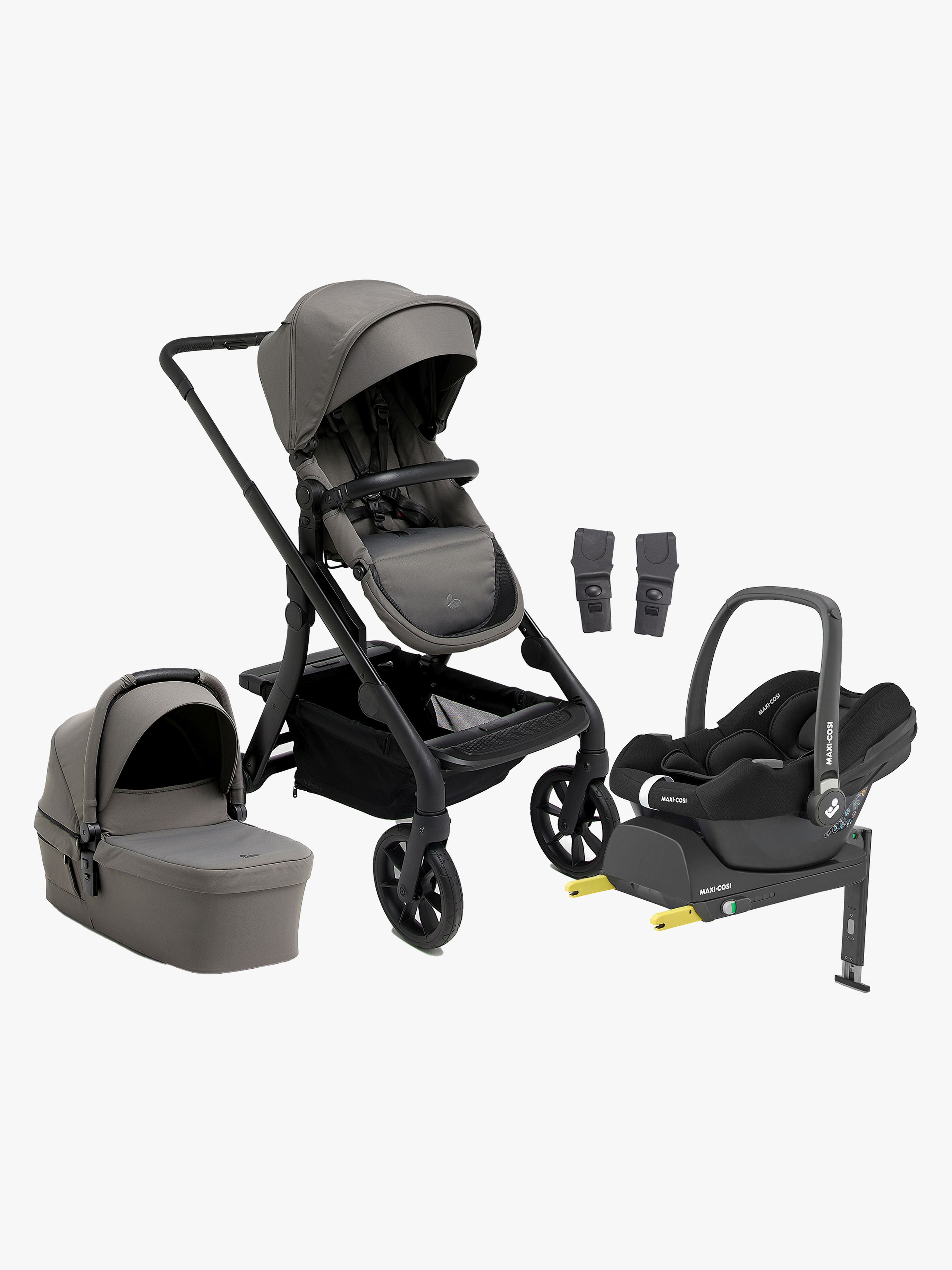 Beemoo Pro Max Kombikinderwagen & Maxi-Cosi CabrioFix i-Size Babyschale inkl. Basis, Mocha Grey, Kinderwagen, 2 in 1