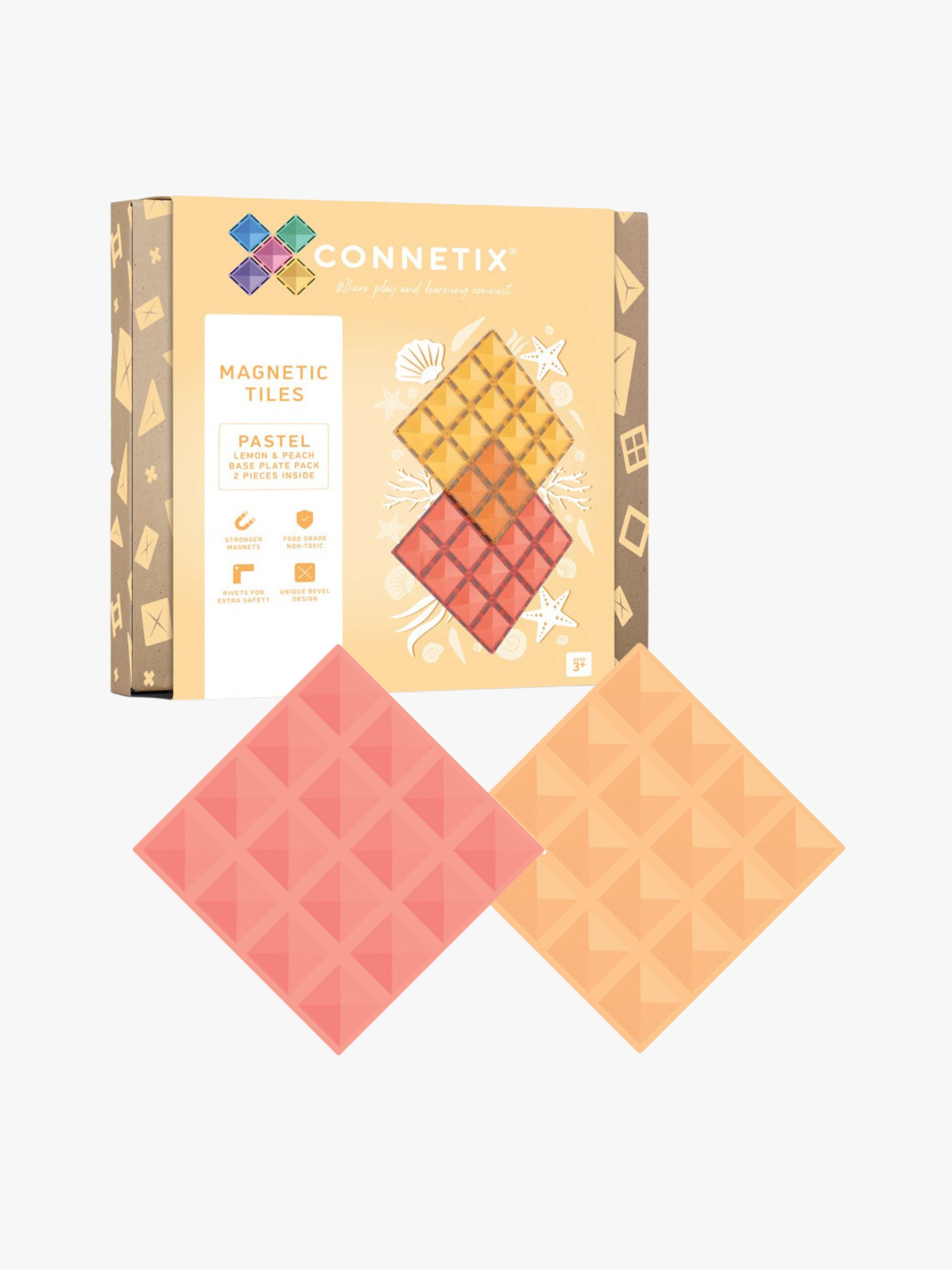 Connetix Bodenplatten 2er-Pack, Pastel Lemon &  Peach