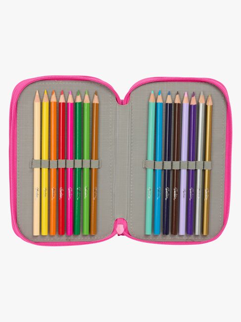 Barbie Gefülltes Dreifach-Federmäppchen 37 Teile, Blau/Pink