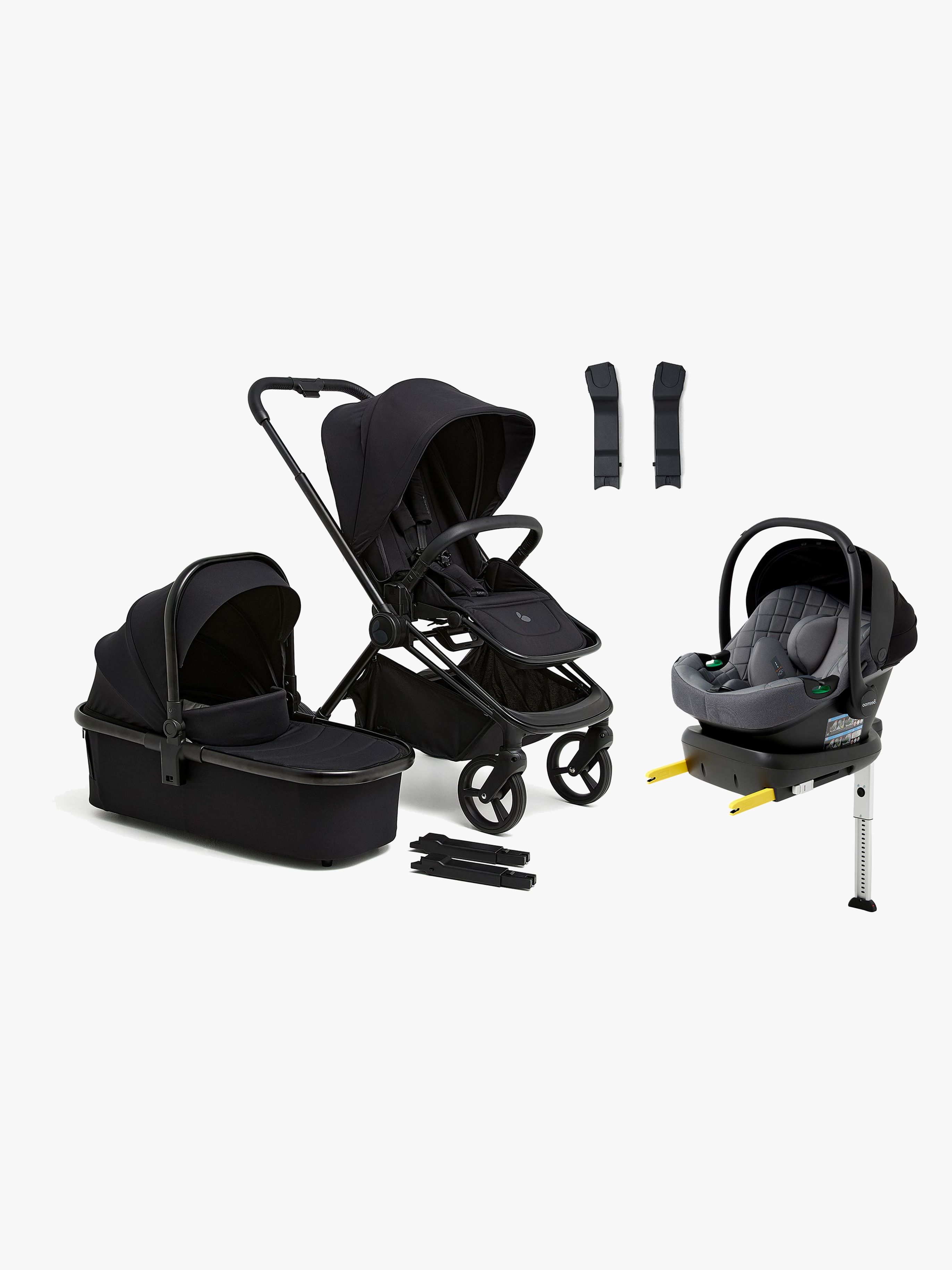Beemoo One Kombiwagen inkl. Beemoo Route i-Size Babyschale & Basis, All Black/Mineral Grey, Kinderwagen, 2 in 1