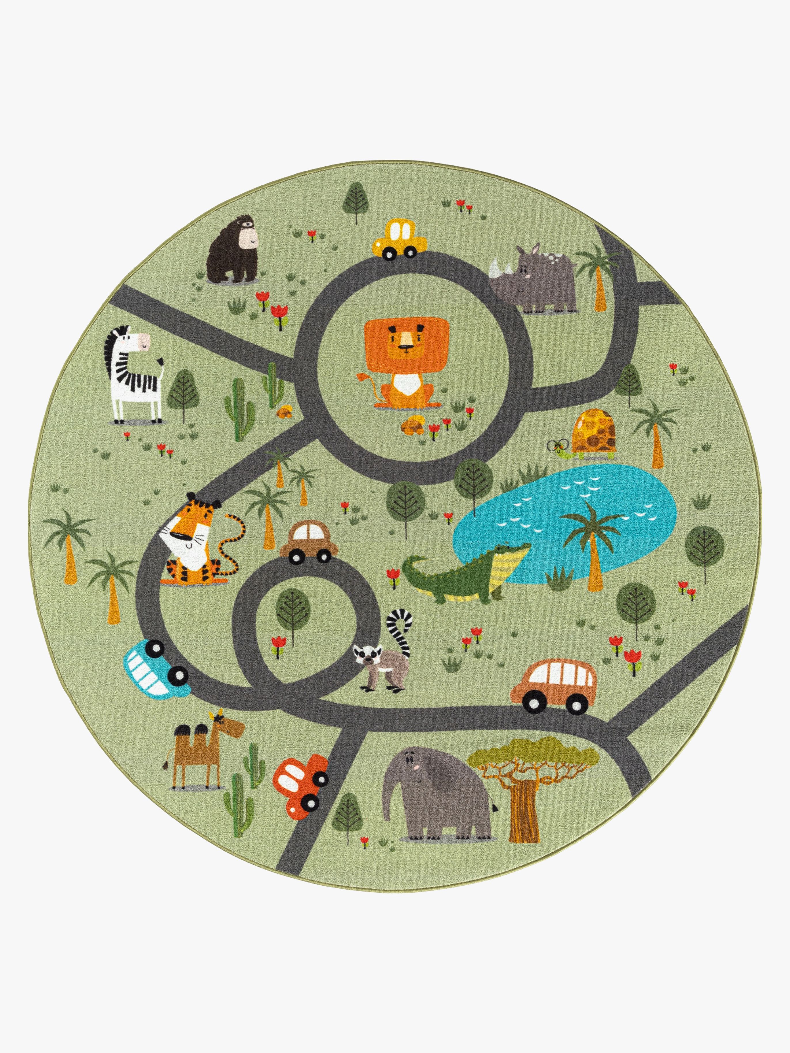 Play Animals Teppich Rund 120 cm, Grün