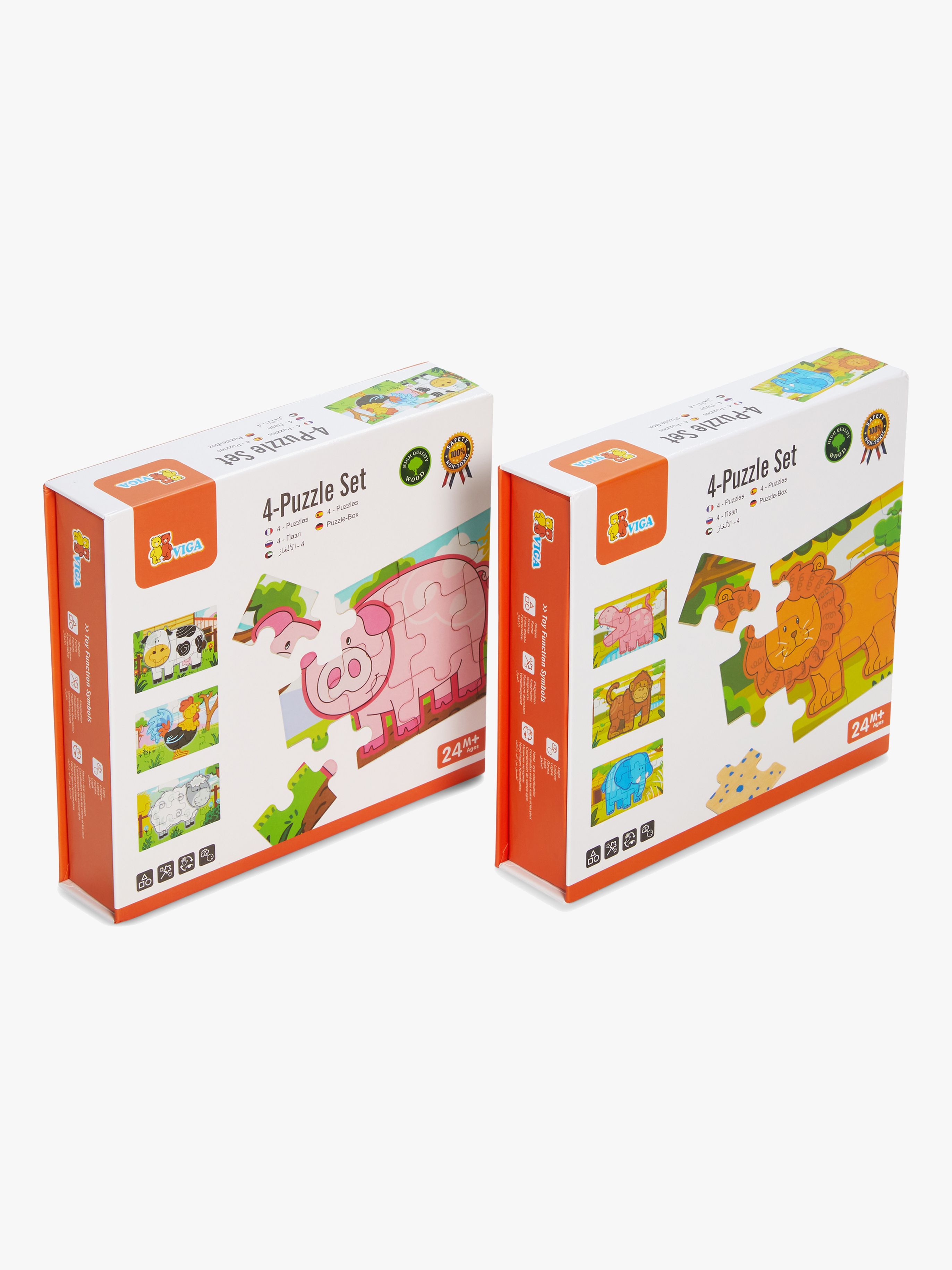 Holzpuzzle mit Tieren Set, 2er-Pack, 8x12 Teile