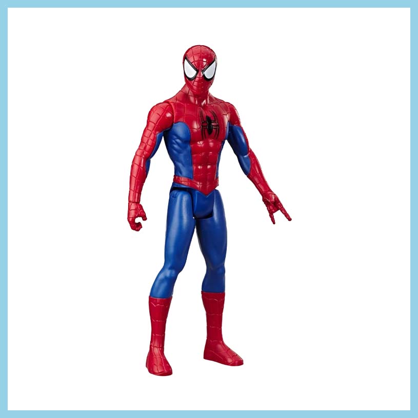 Spider-Man Actionfigur in rot-blauer Kleidung.