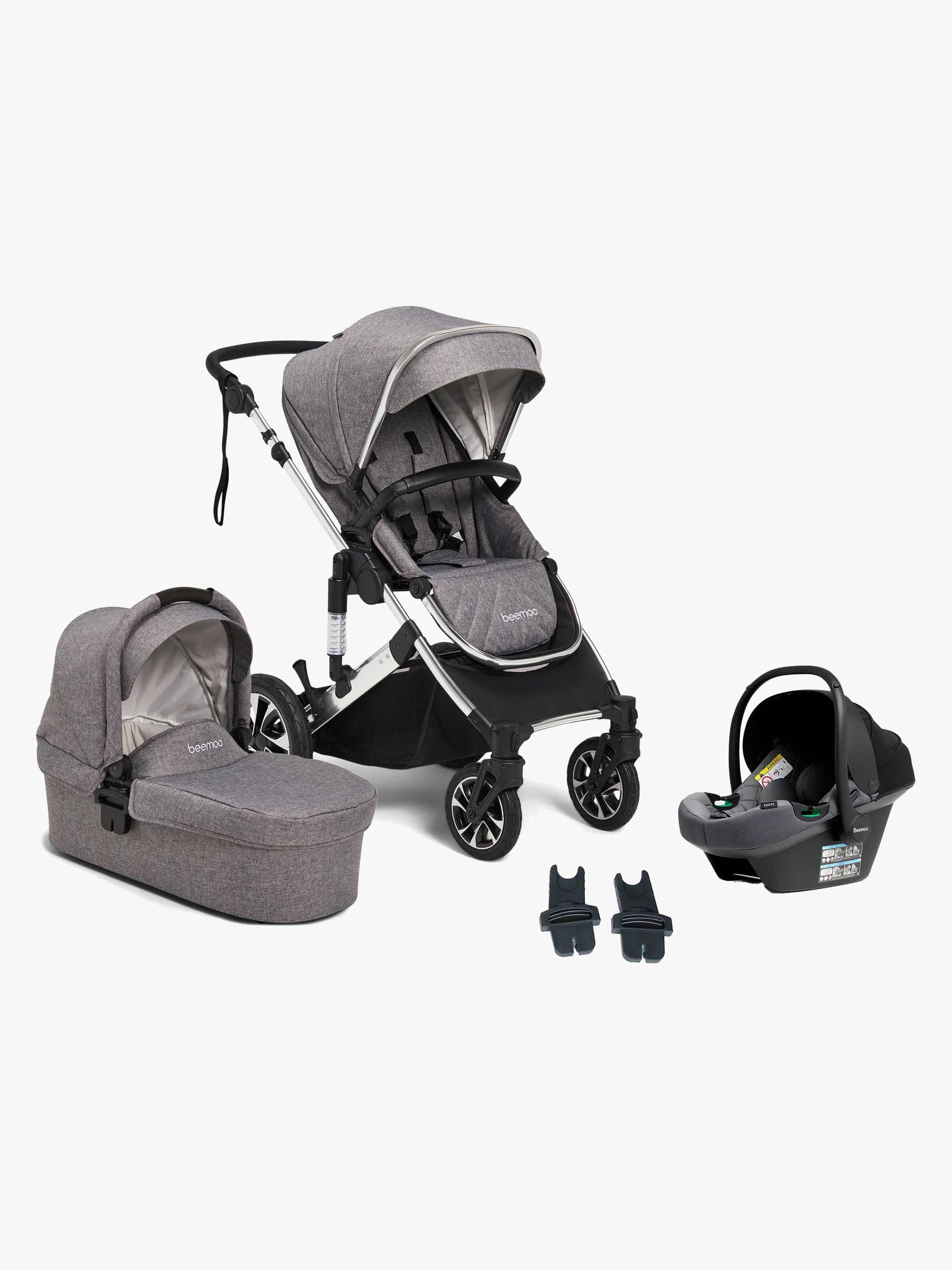Beemoo Maxi 4 Kombiwagen inkl. Beemoo Route i-Size Babyschale, Grey Silver/Mineral Grey