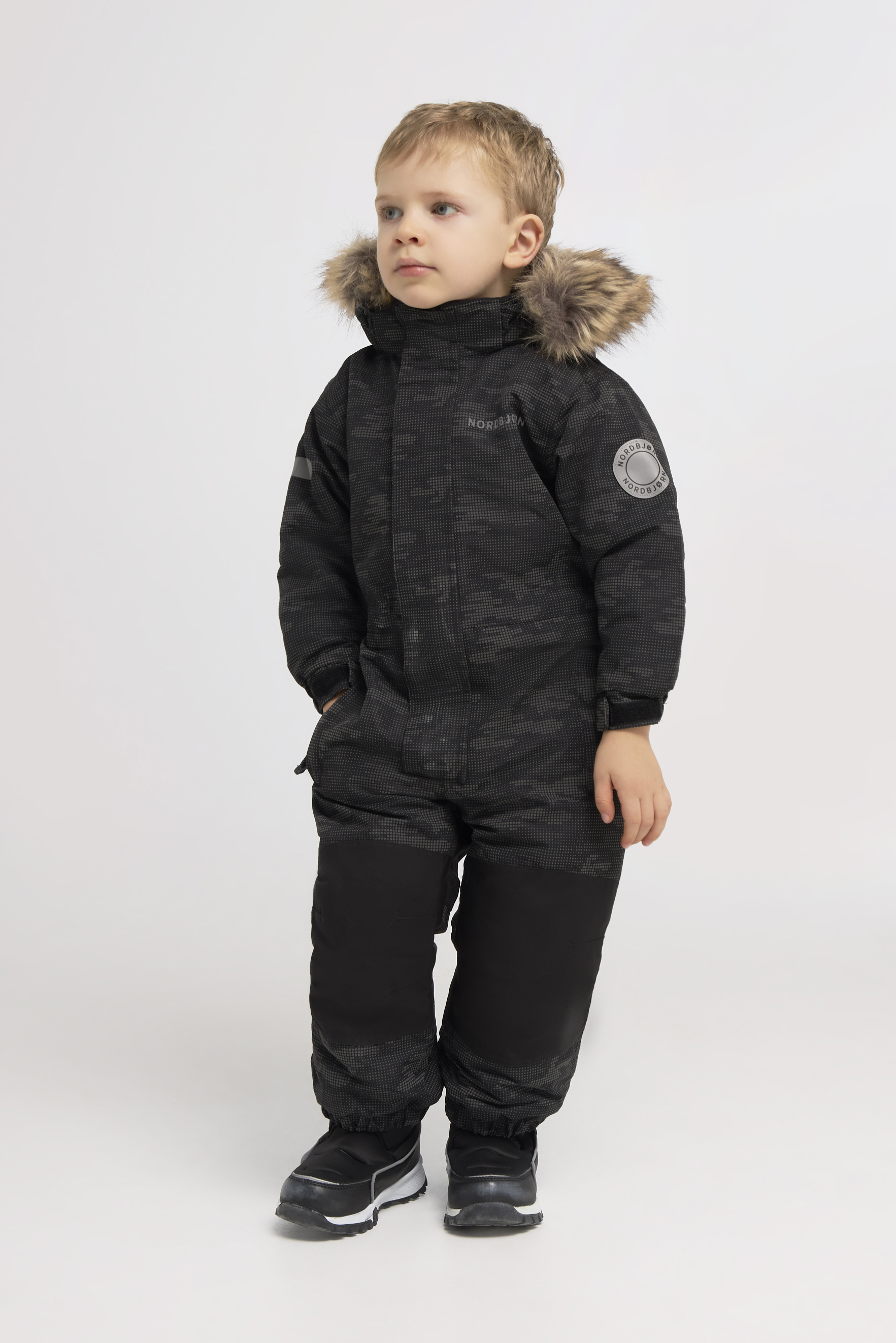 Nordbjørn Frej Reflektierender Schneeanzug, Camo Dots Black, 110