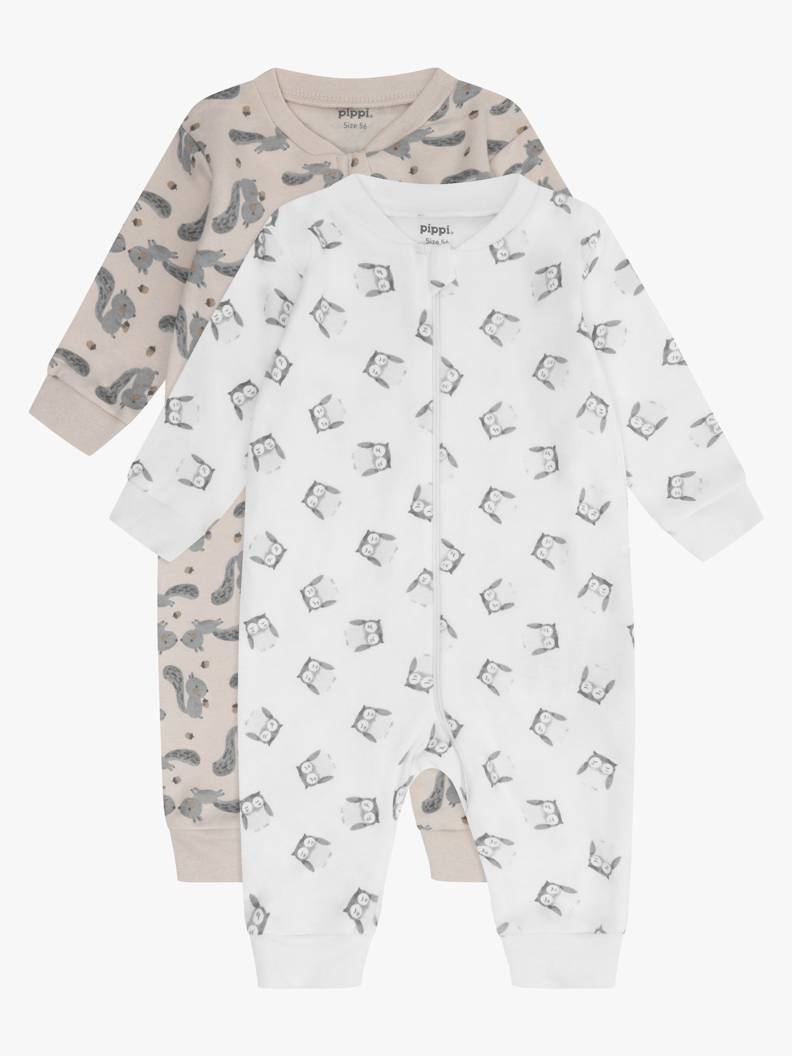 Pippi Baby Onesie mit Reißverschluss 2er-Pack, Rainy Day, 74