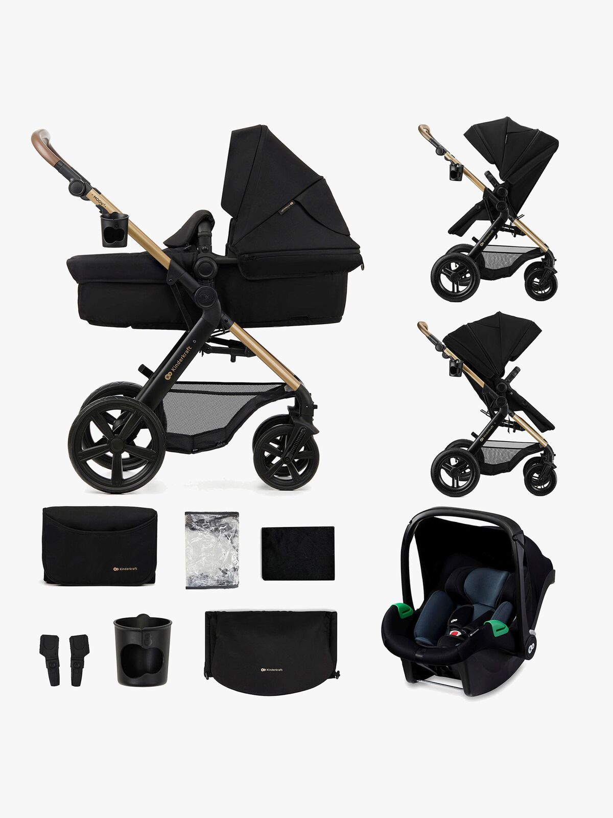 Kinderkraft MOOV 2 XL Air Kombikinderwagen, Pure Black