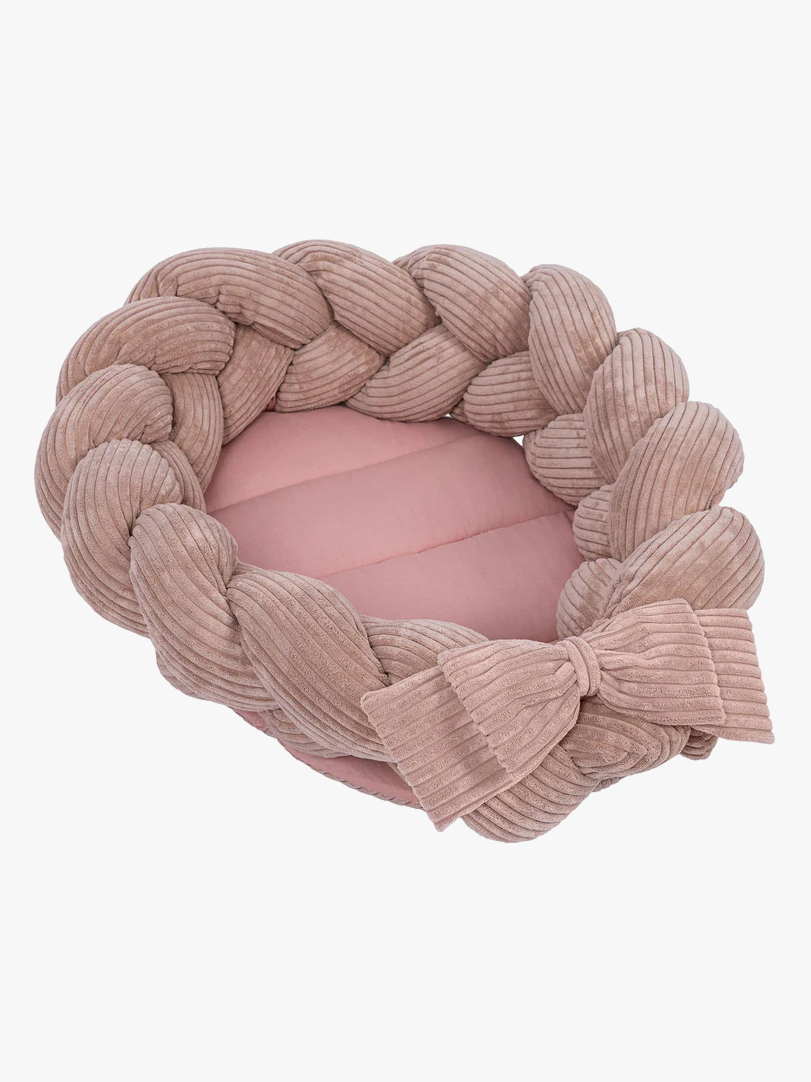 MeowBaby Aesthetic Babynest mit geflochtenem Schutz, Powder Pink