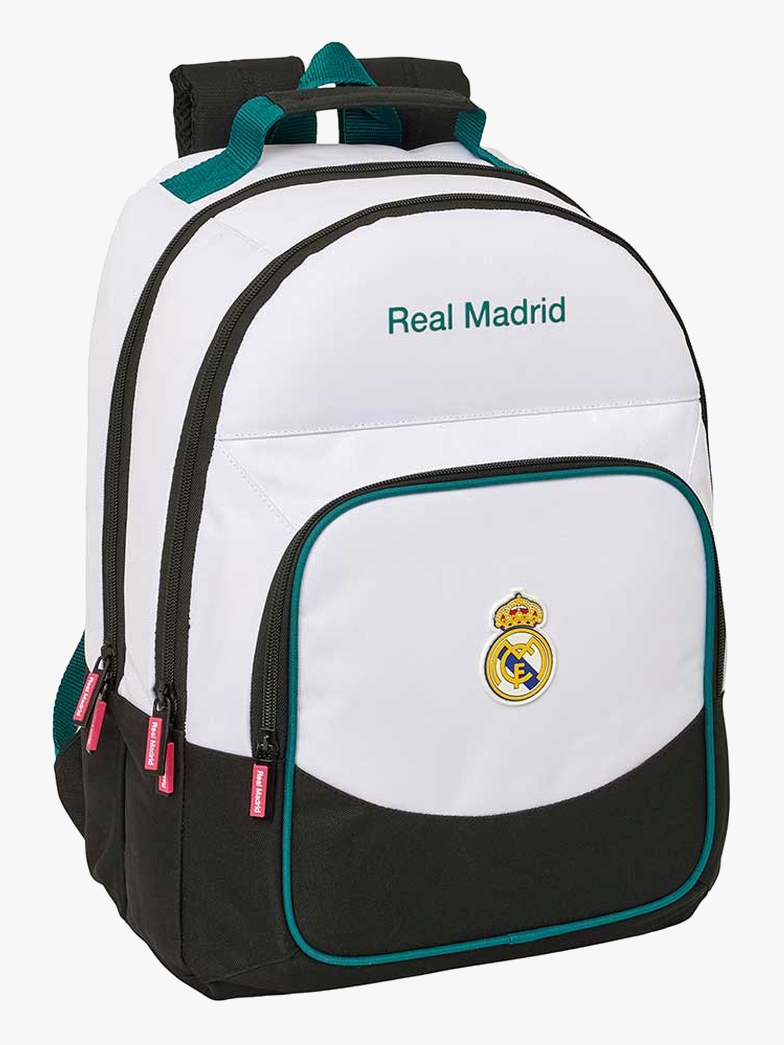 Real Madrid 2-Fächer Kinder Rucksack 22L, Weiß/Grün