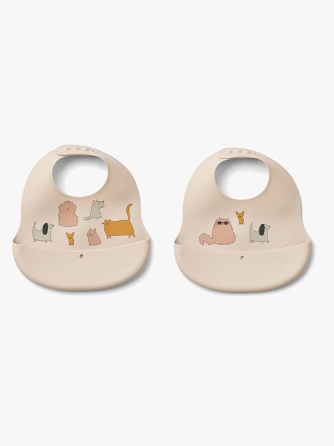 LIEWOOD Ember Gemusterte Lätzchen 2er-Pack, Cats & Dogs/Sandy