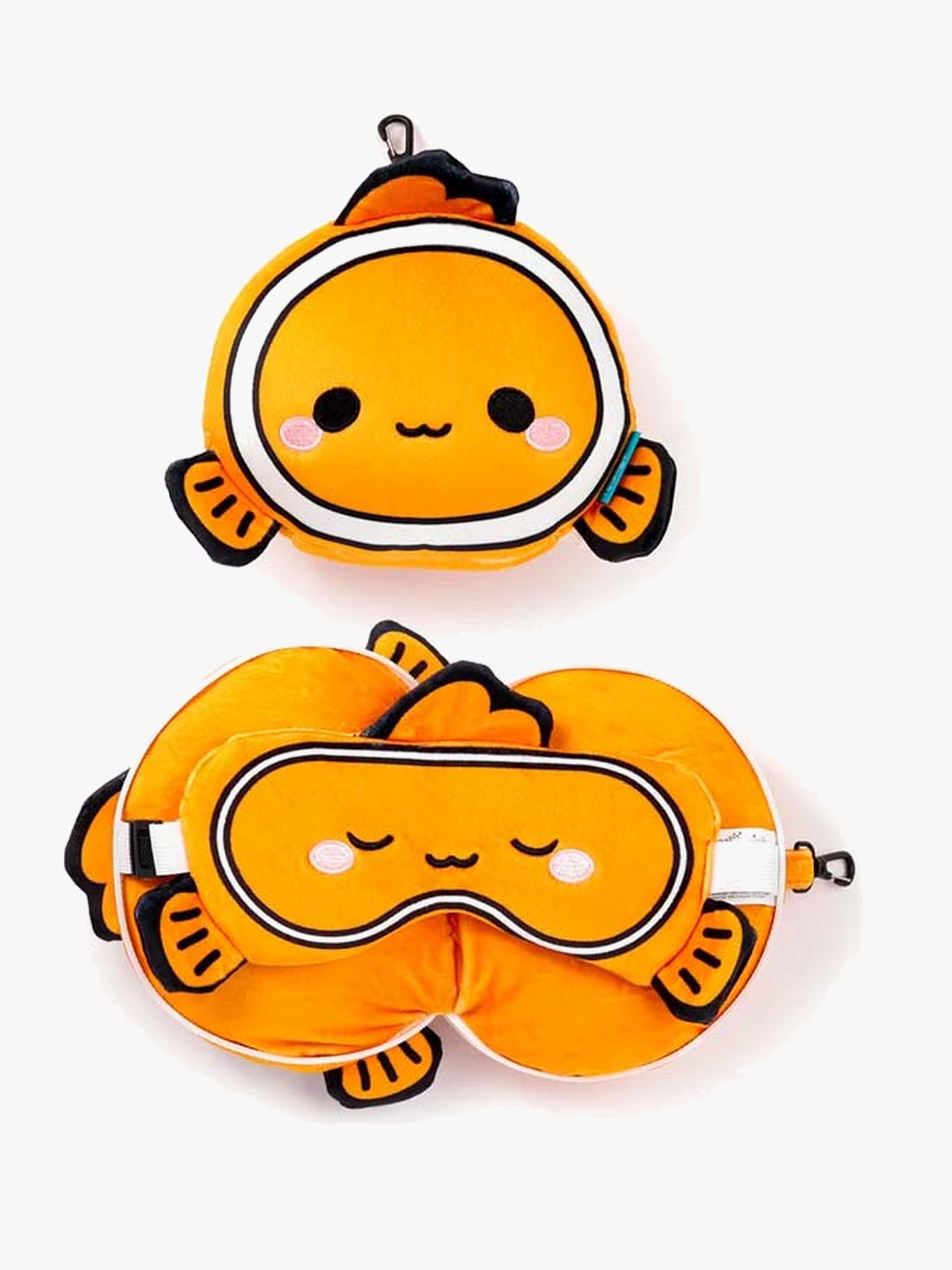 Relaxeazzz Plüsch Adoramals Reisekissen & Schlafmaske, Finley Der Clownfisch