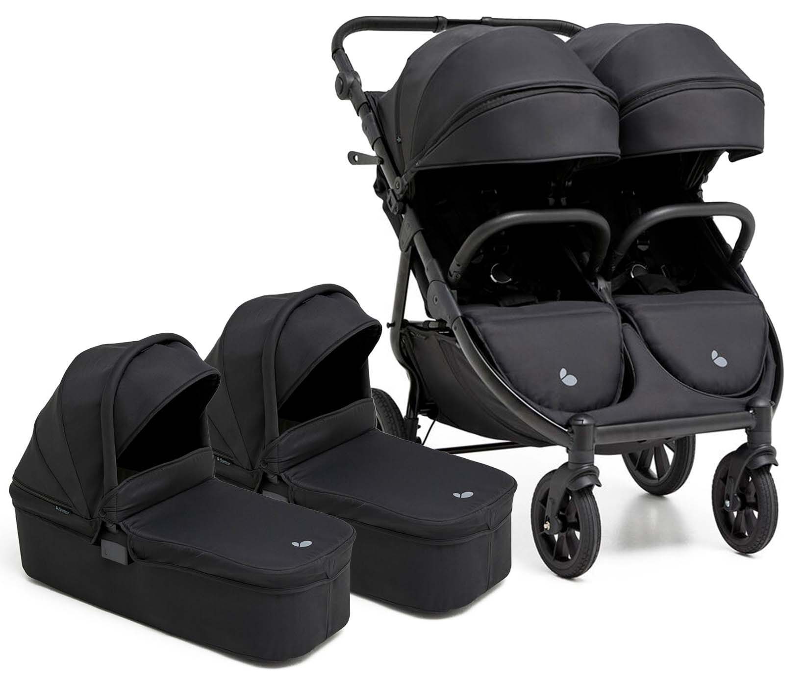BFF60 2 Geschwisterwagen inkl. Liegewannen, Night Black, Doppelkinderwagen