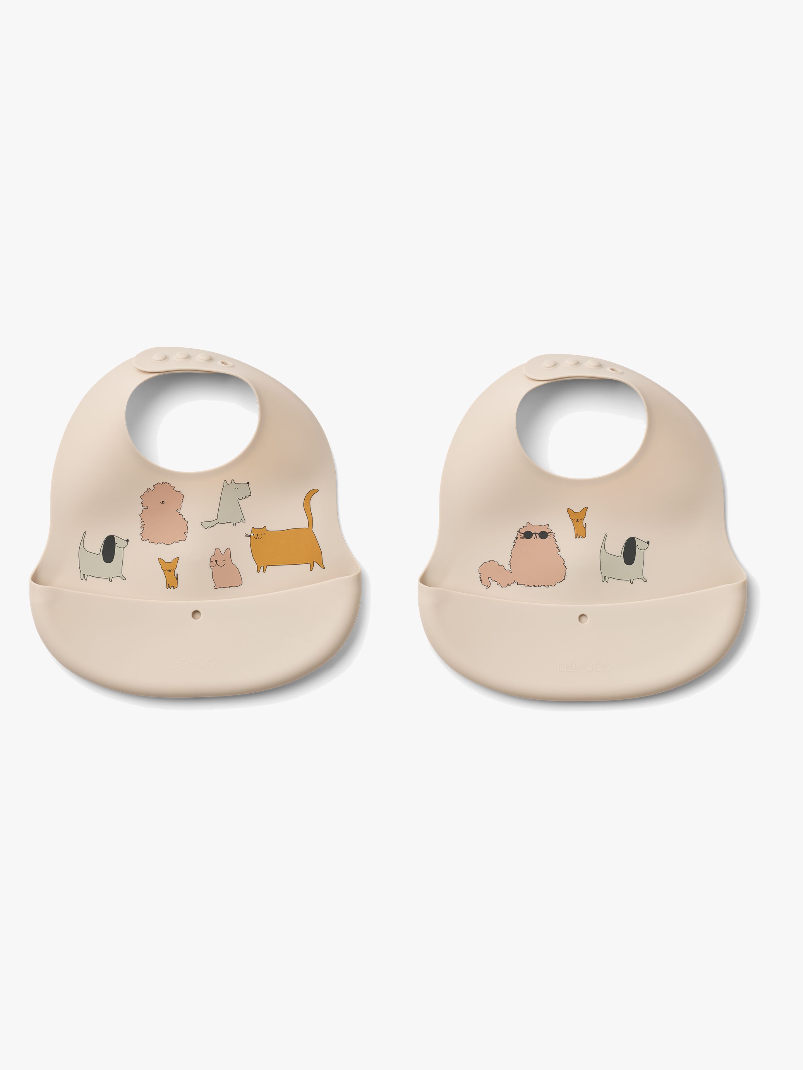 LIEWOOD Ember Gemusterte Lätzchen 2er-Pack, Cats & Dogs/Sandy
