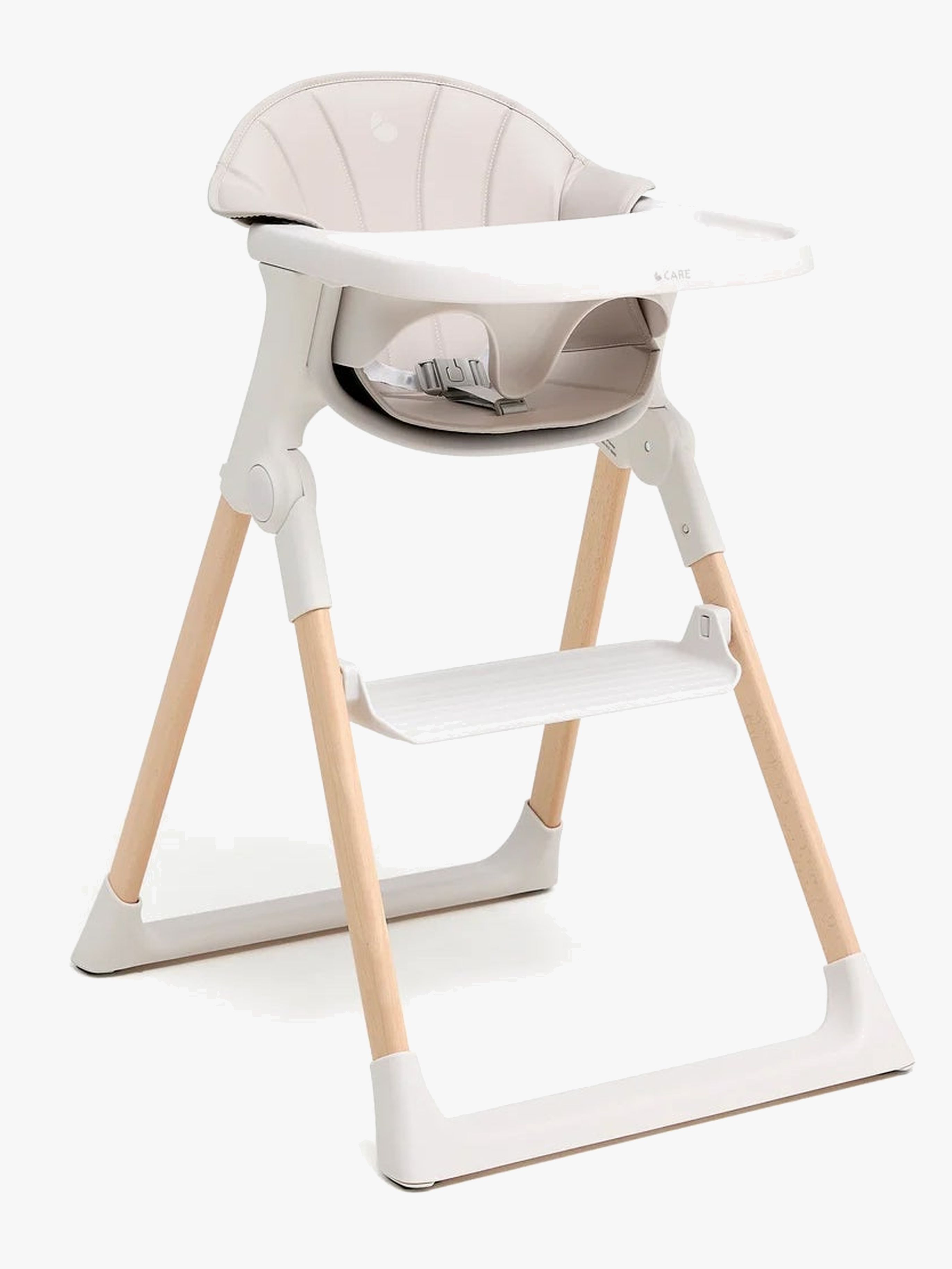 Beemoo CARE Harmony Hochstuhl inkl. Sitzkissen, White/Wood/Beige