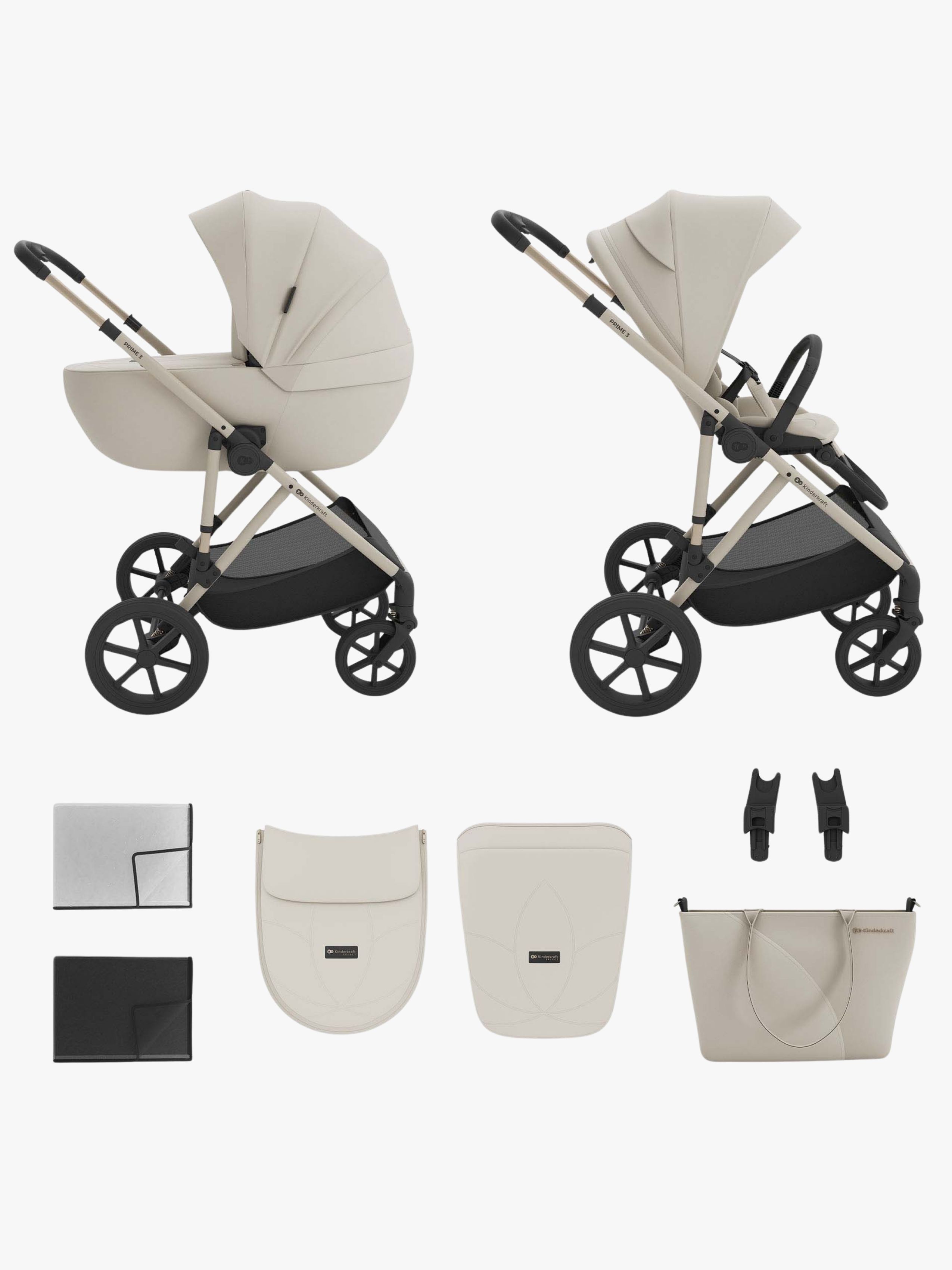 Kinderkraft Prime 3 2-in-1 Kombikinderwagen, Sand Dune, Kinderwagen, 2 in 1