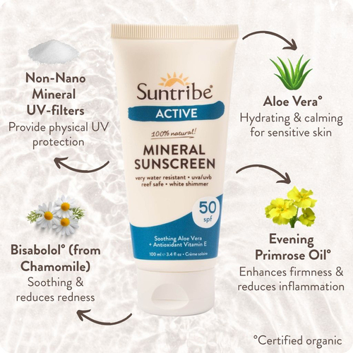 Suntribe Active Natural Mineral Sonnencreme LSF 50 100 ml