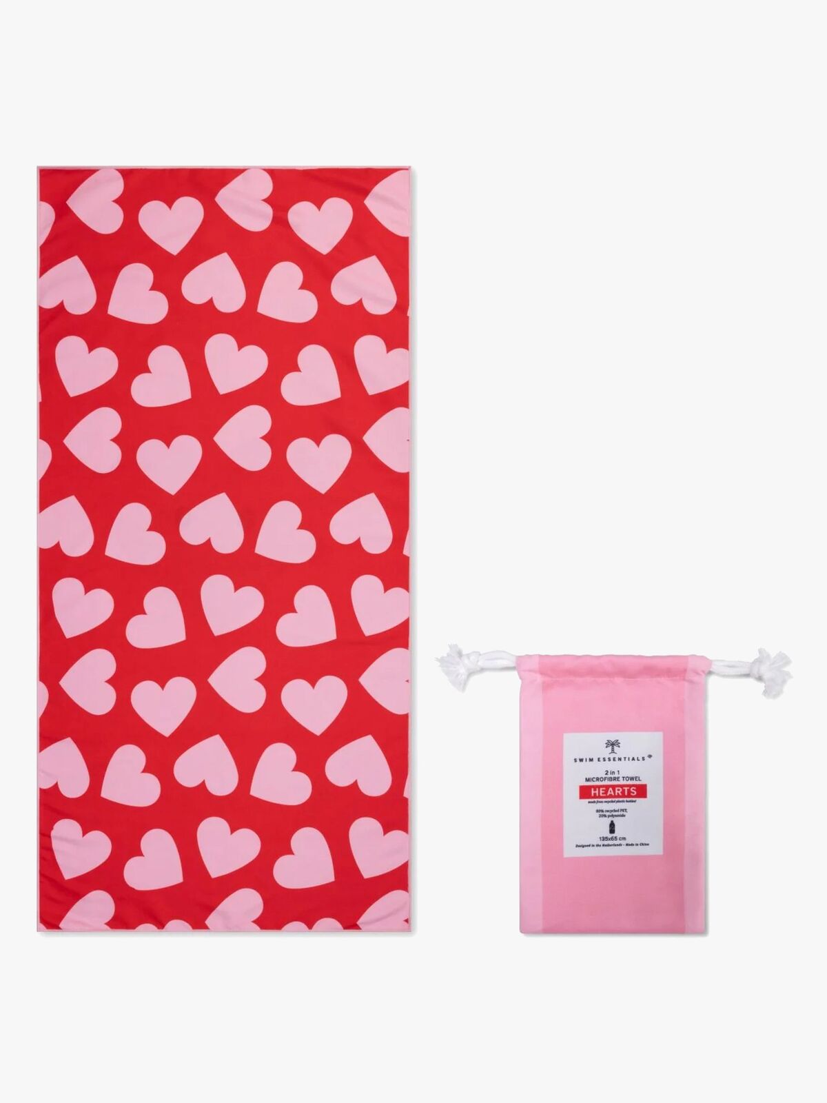 Swim Essentials Hearts Badetuch, Red