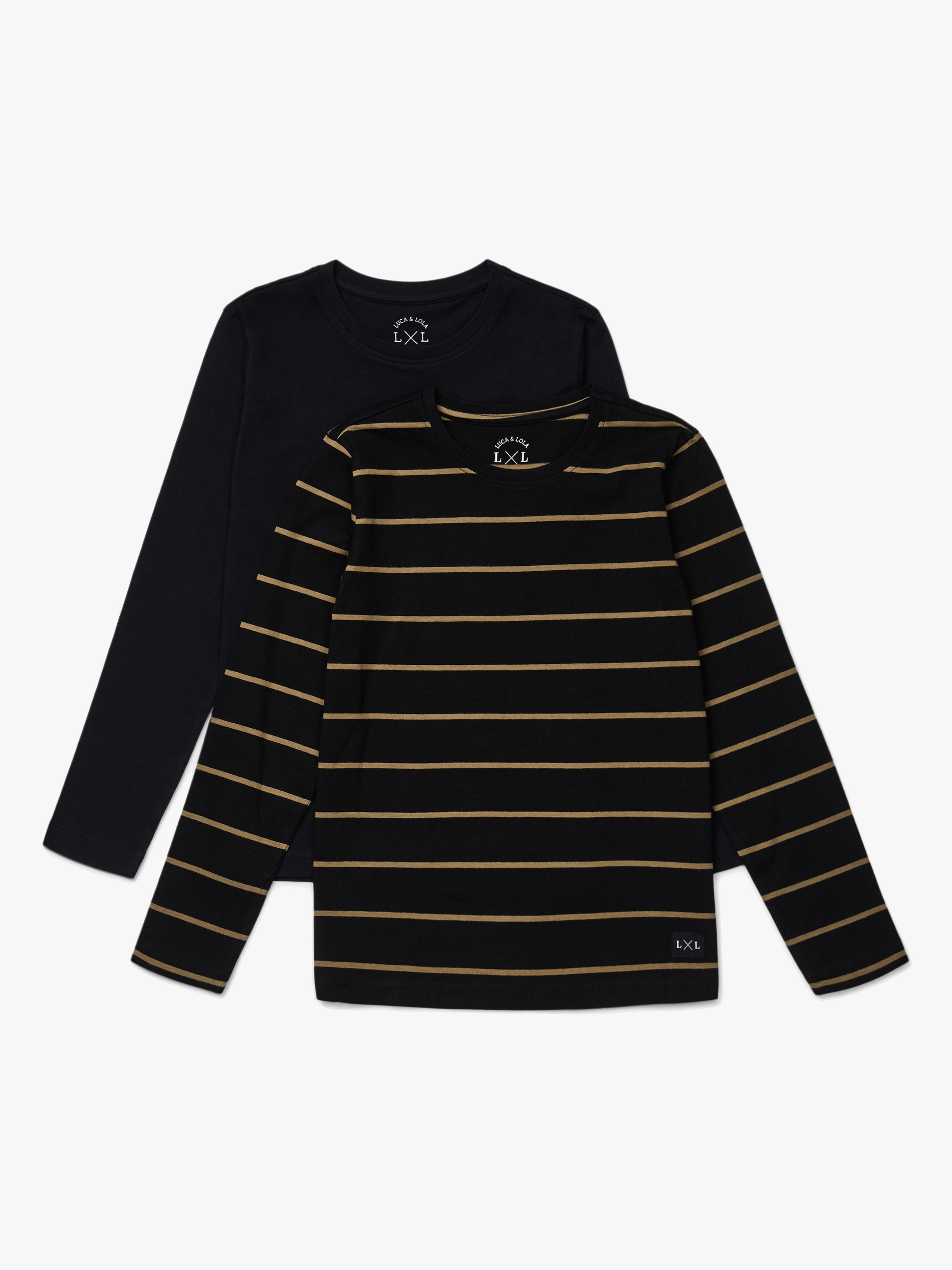 Luca &  Lola Abel Langarmshirt 2er-Pack, Black/Stripes 134-140