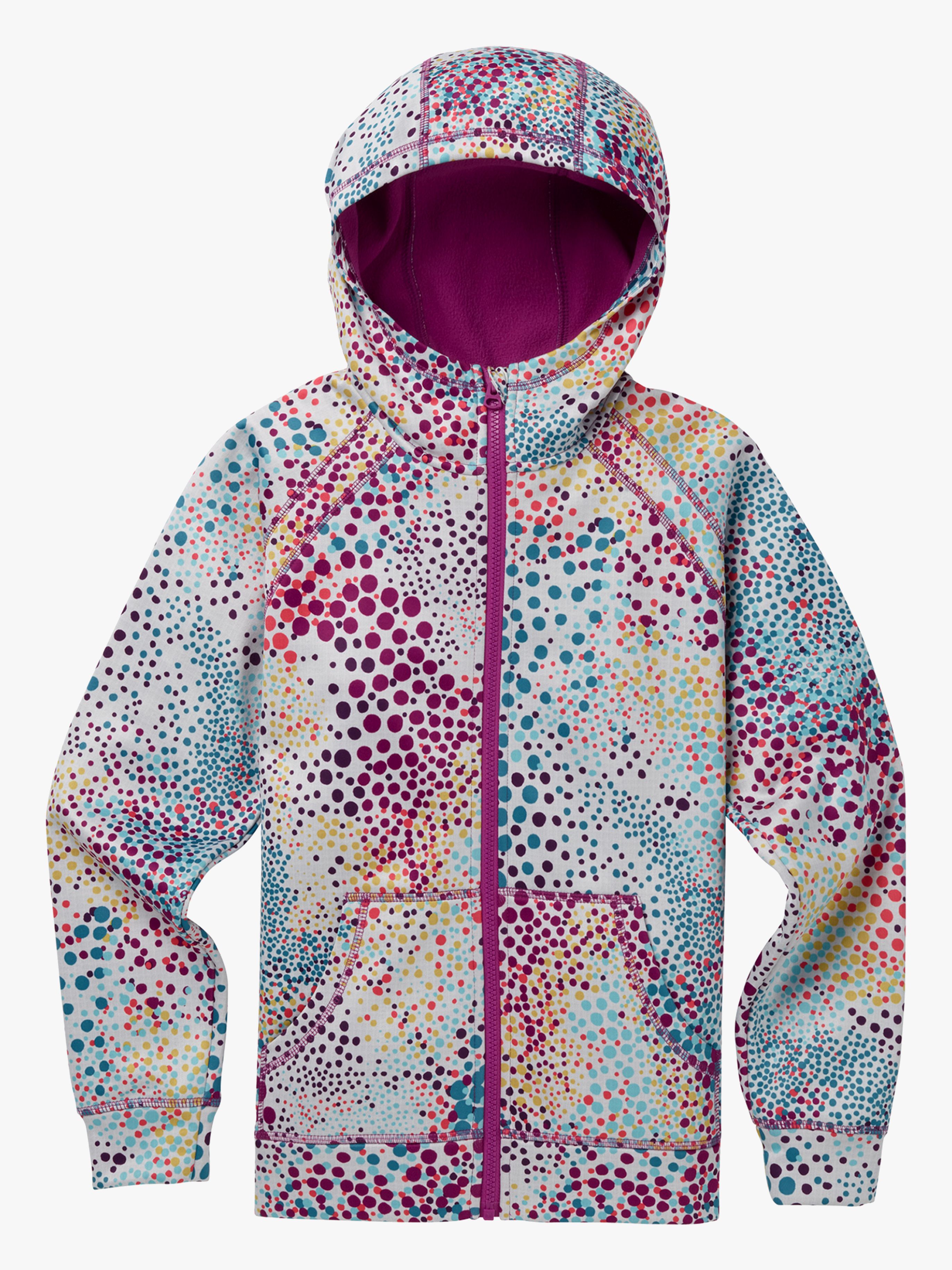 Girls Crown Bonded Full-Zip Hoodie, Stout White Dots L