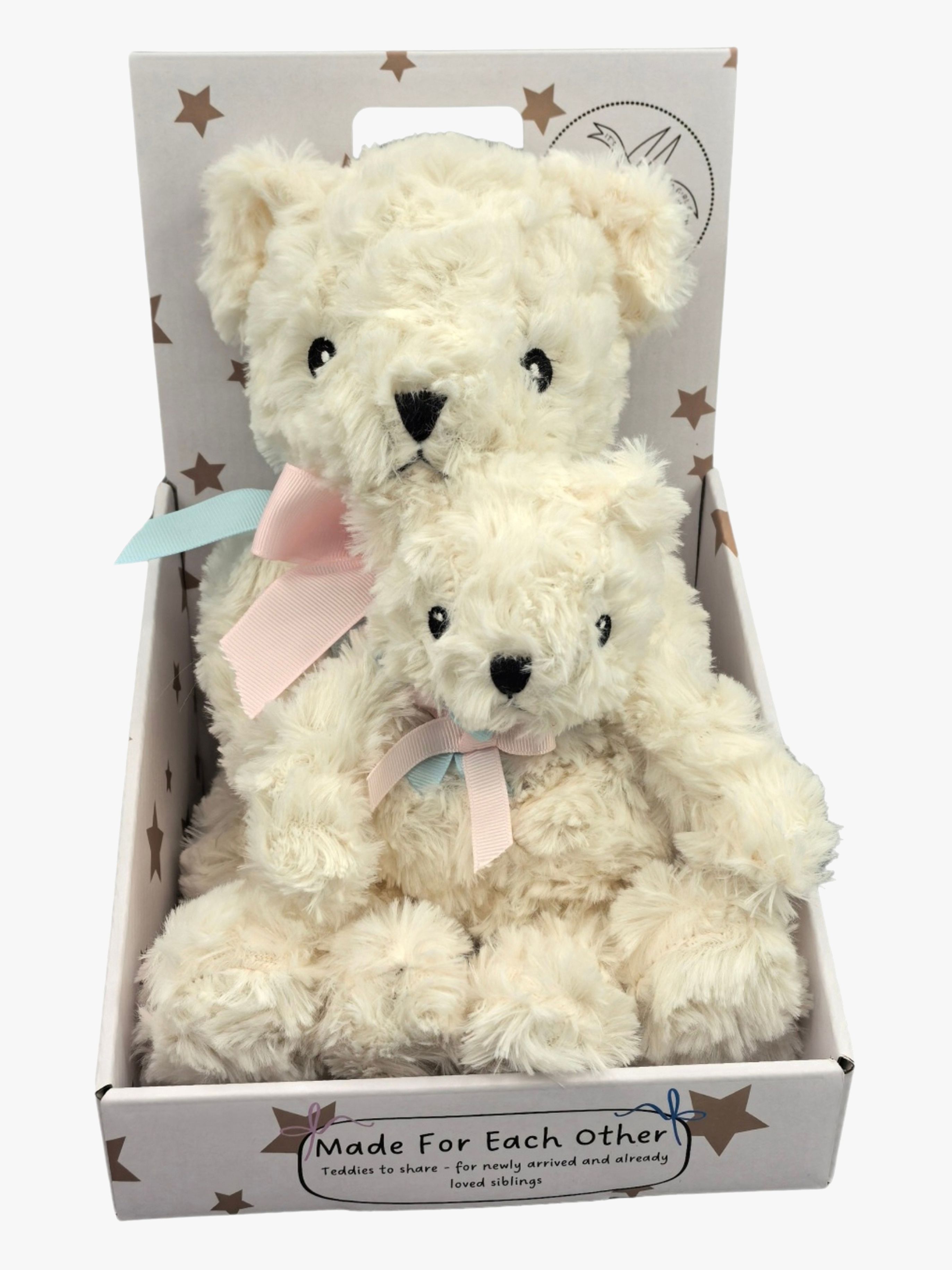 CarloBaby Geschwister-Teddy Groß &  Klein, Elfenbeinweiß