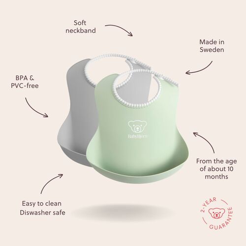 BabyBjörn Lätzchen 2er-Pack, Grau/Hellgrün