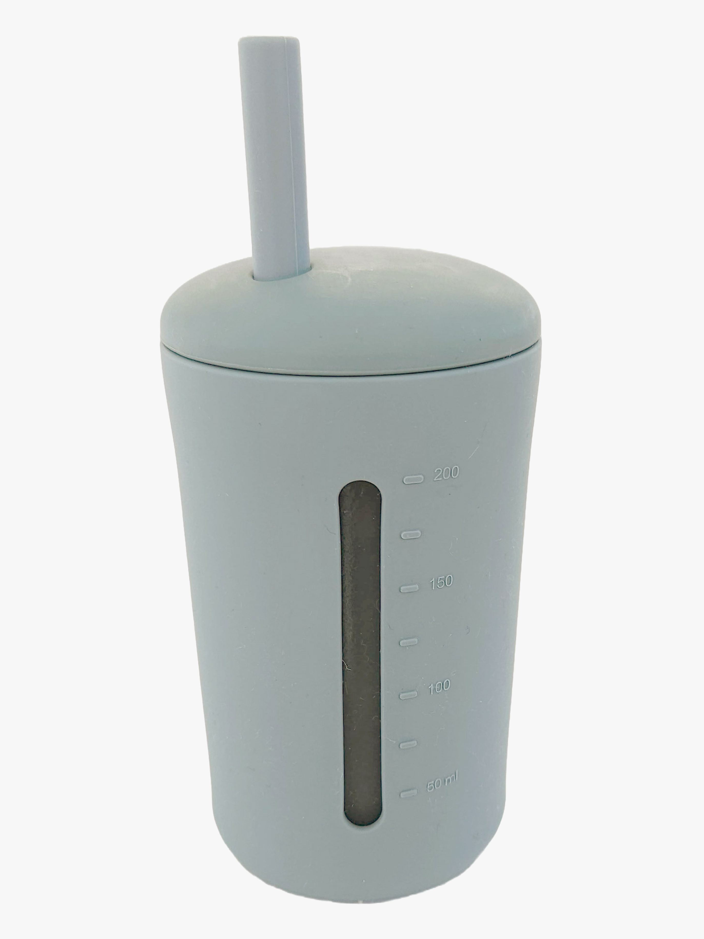 Summerville Organic Silikonbecher mit Trinkhalm, Silver Grey