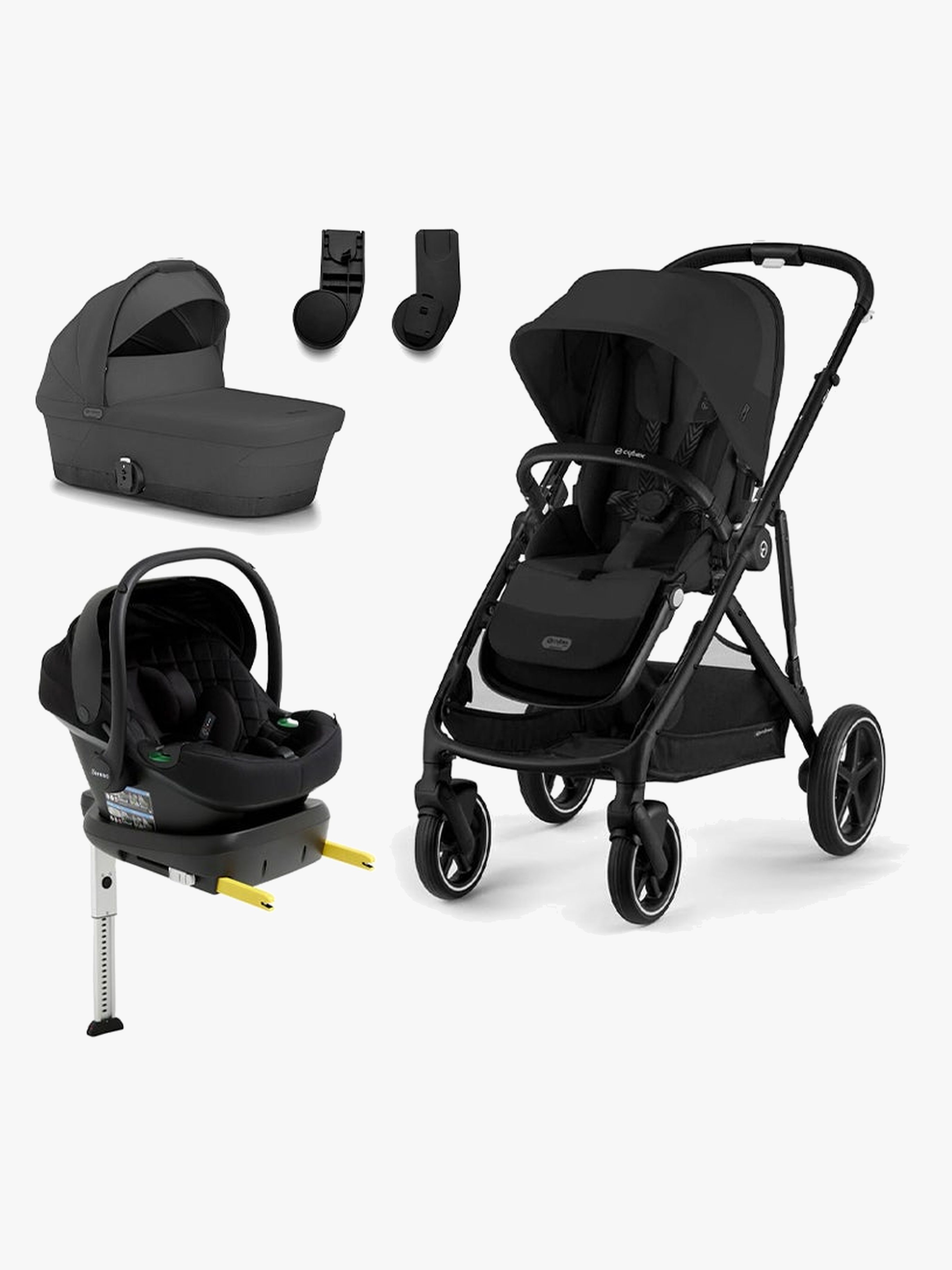 Cybex GAZELLE S Kombiwagen inkl. Beemoo Route Babyschale &  Basis, Moon Black/Black Stone