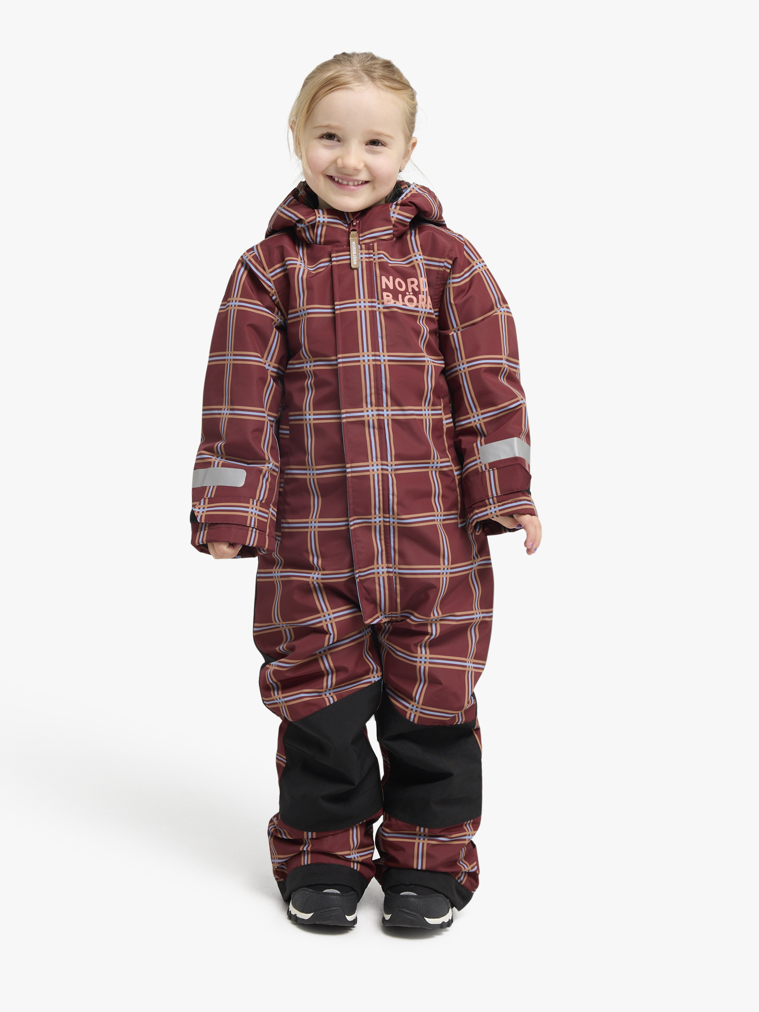 Nordbjörn Enelunden Overall, Madder Brown Checked, 122-128