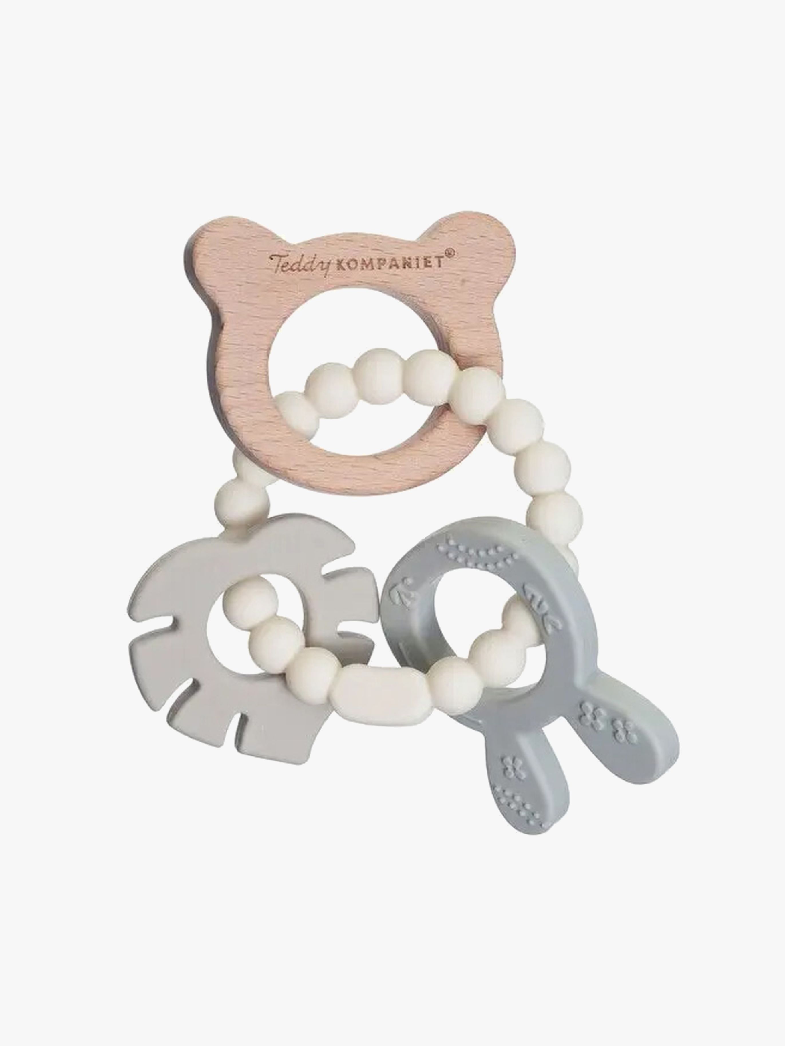 Teddykompaniet  Silikon &  Holz Beißring, Creme