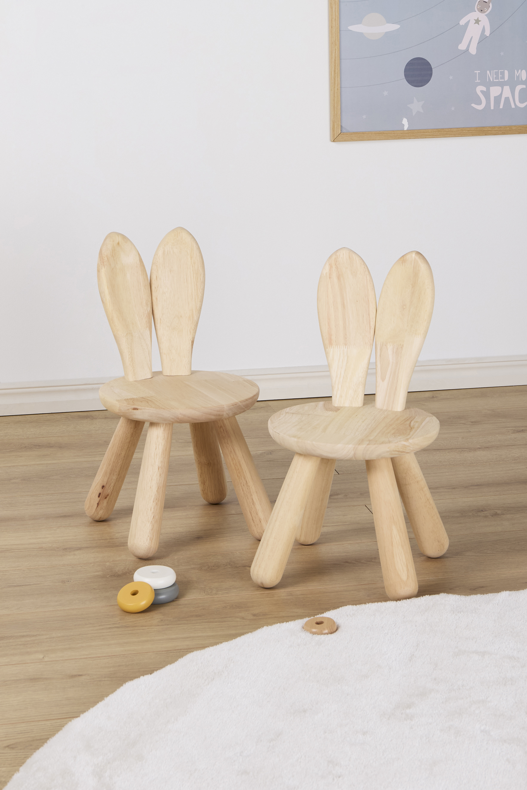 Minitude Stuhl Kaninchen 2er-Pack, Natur, Kinderzimmermöbel, Kindermöbel