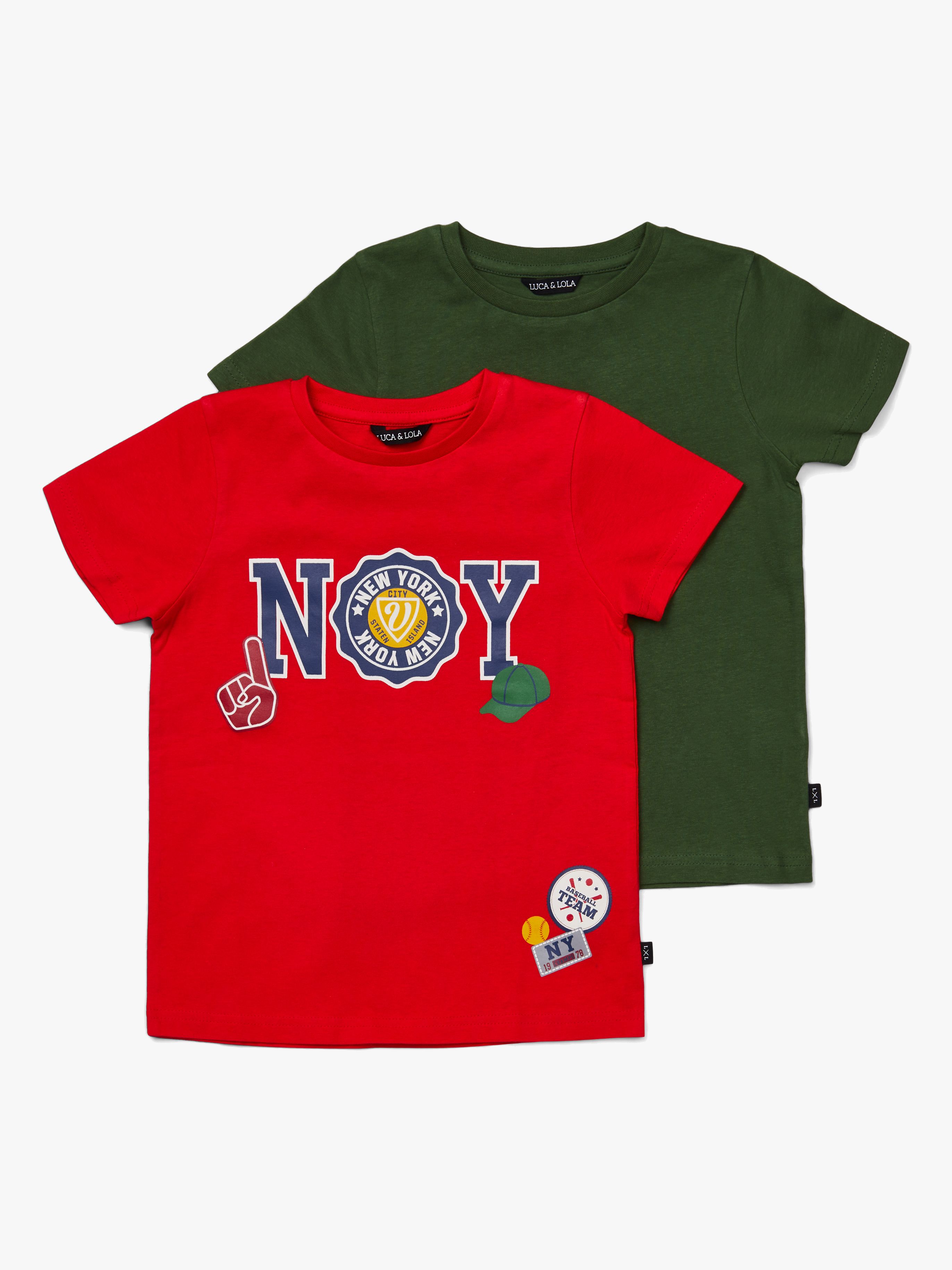Luca &  Lola San Marino T-Shirt 2er-Pack, Red/Army Green 122–128